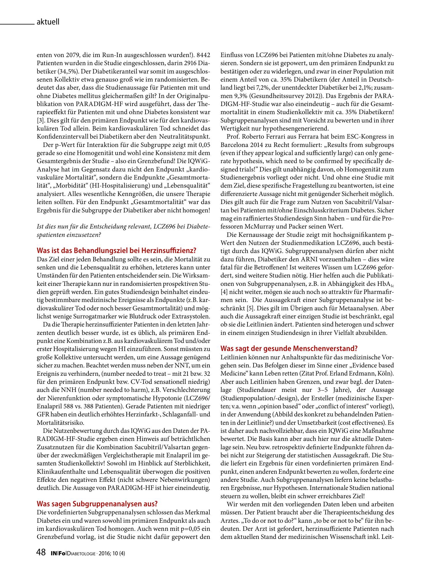 Vorschauseite 2: Subgruppenanalysen dürfen nicht dazu führen, Diabetikern ARNI vorzuenthalten!