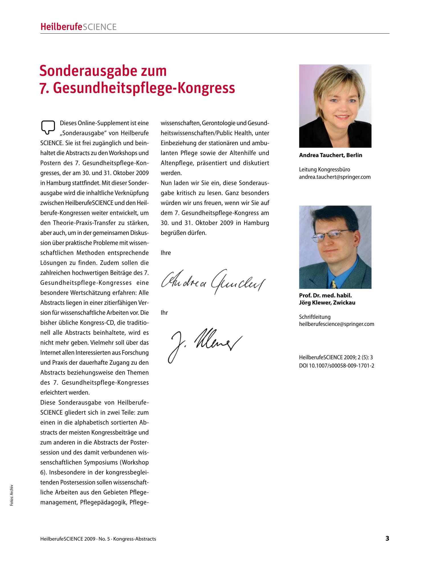 Vorschauseite 1: Sonderausgabe zum 7. Gesundheitspflege-Kongress