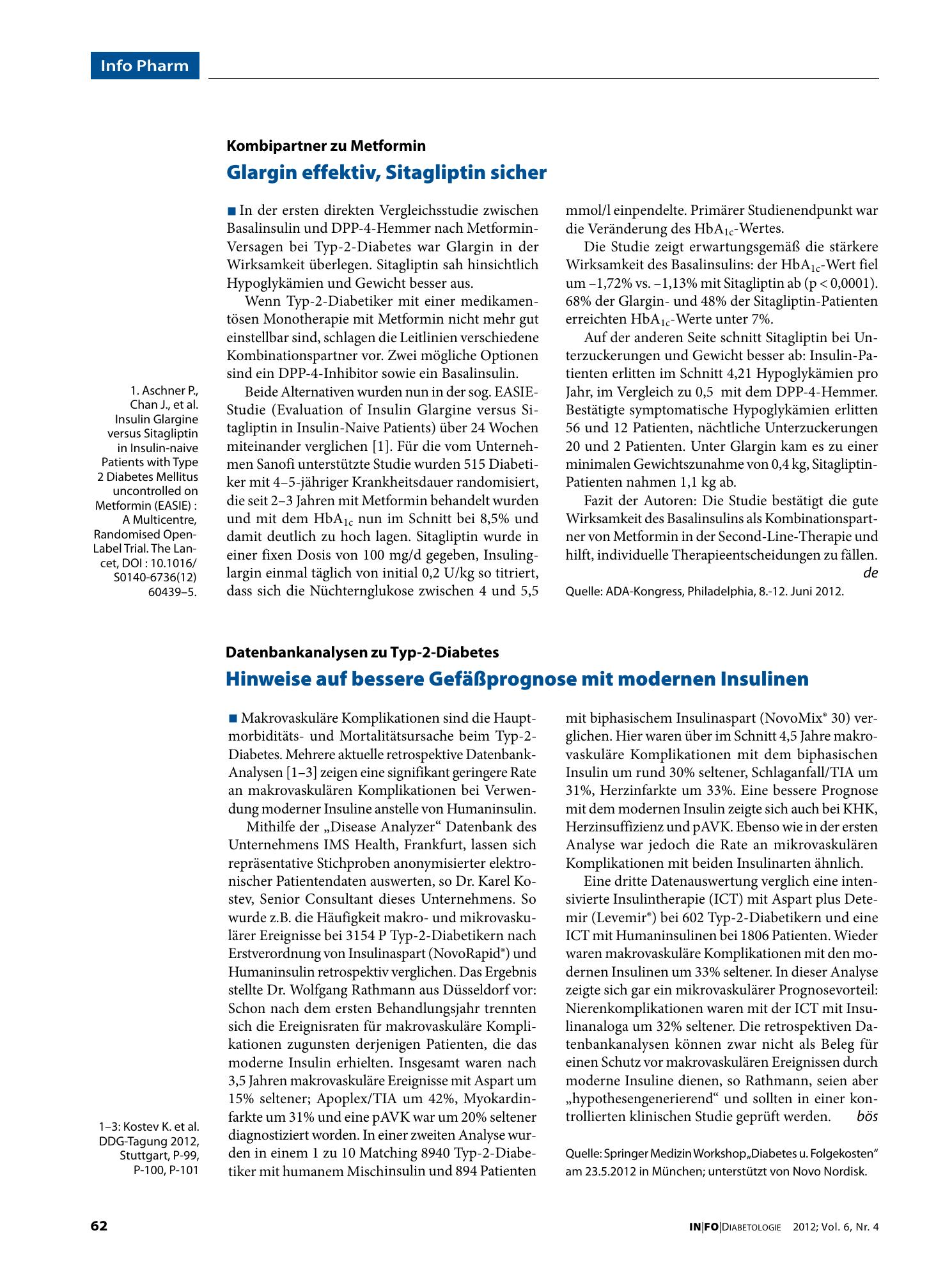 Vorschauseite 1: Glargin effektiv, Sitagliptin sicher