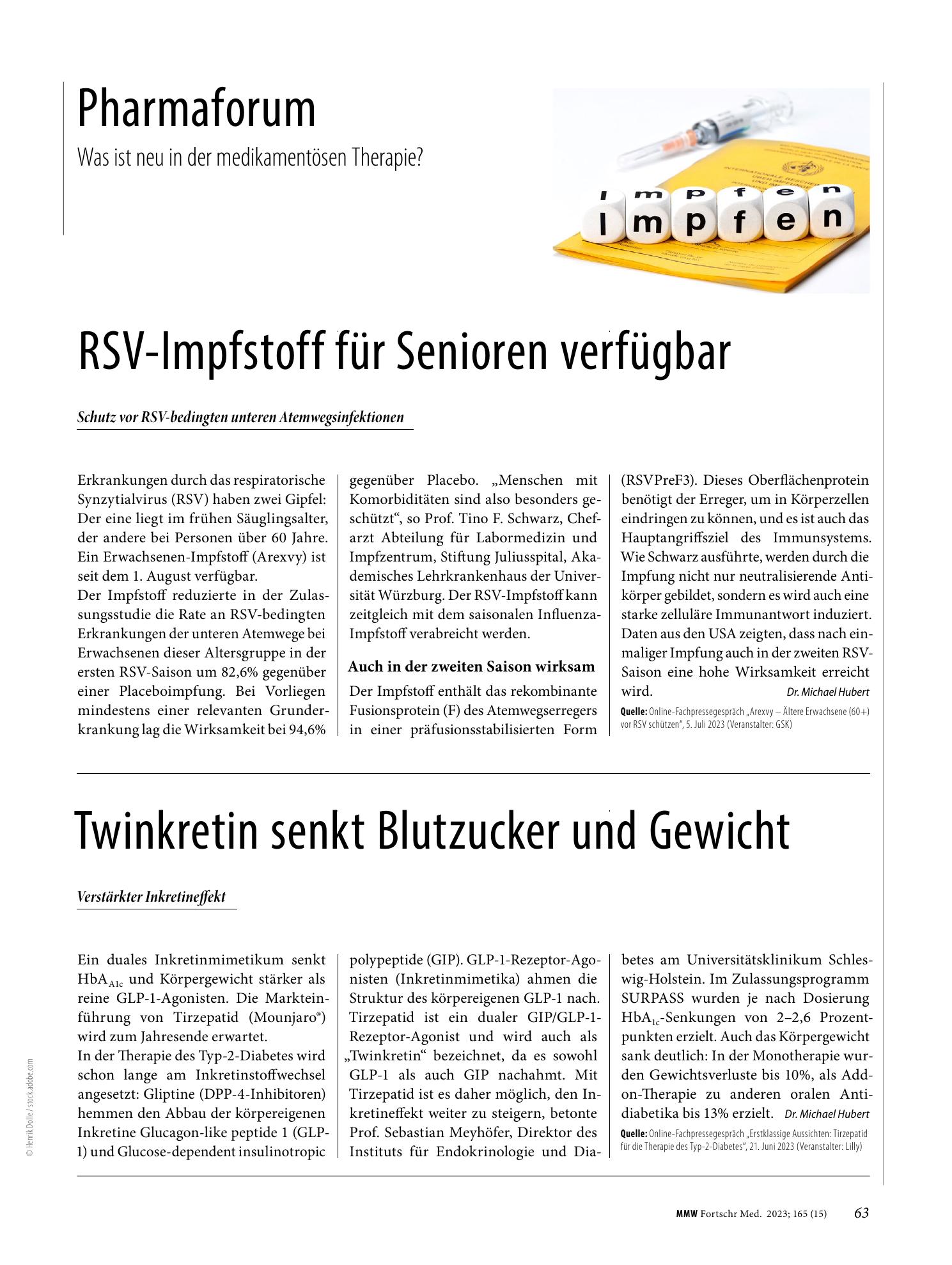 Vorschauseite 1: RSV-Impfstoff für Senioren verfügbar