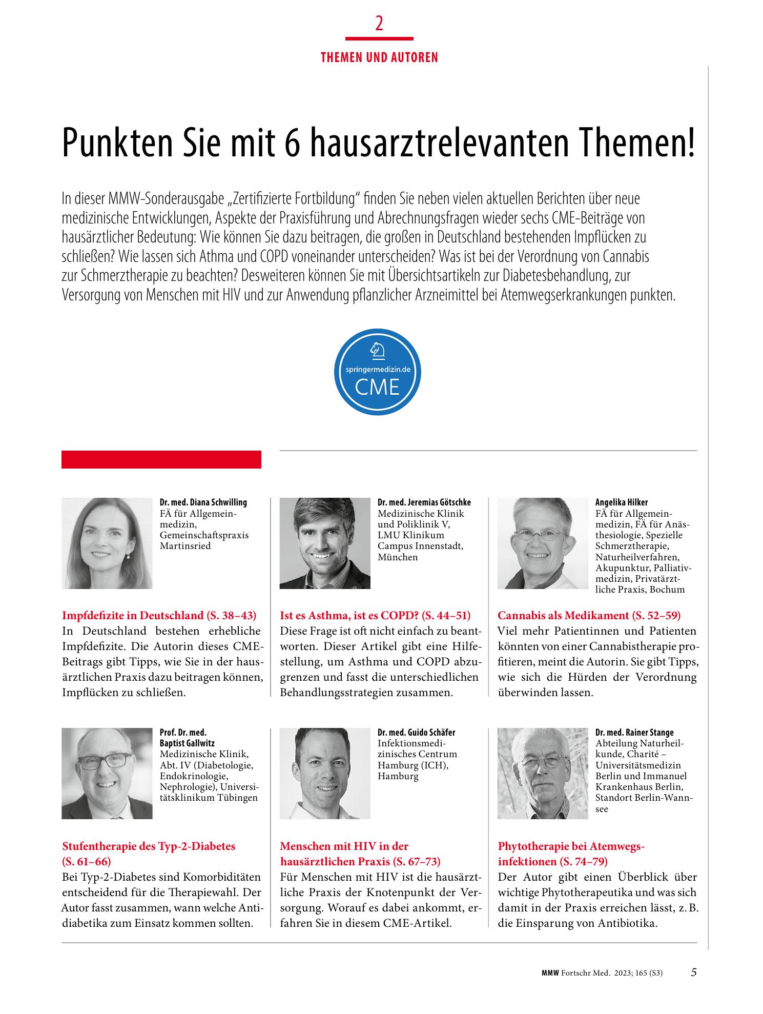 Vorschauseite 1: Punkten Sie mit 6 hausarztrelevanten Themen!
