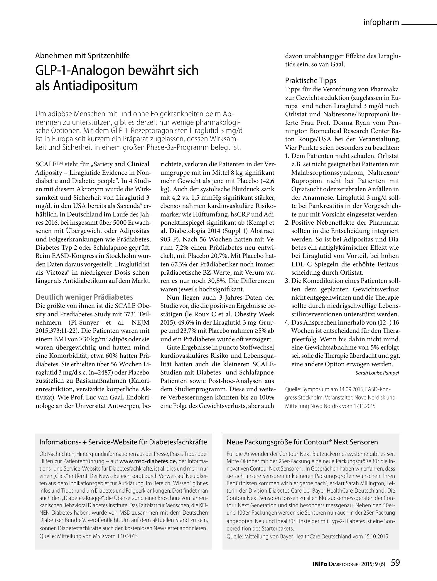 Vorschauseite 1: GLP-1-Analogon bewährt sich als Antiadipositum