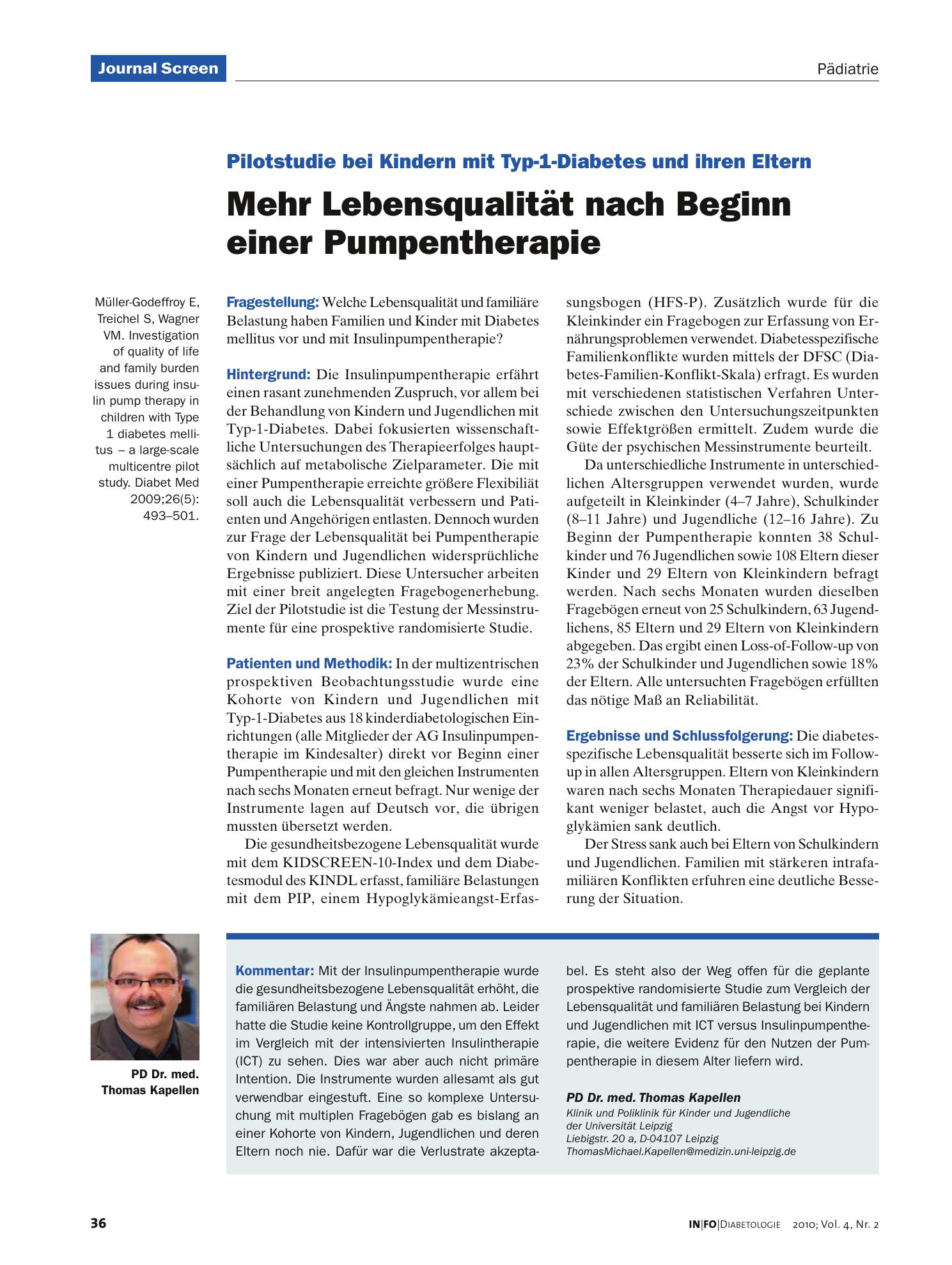 Vorschauseite 1: Mehr Lebensqualität nach Beginn einer Pumpentherapie