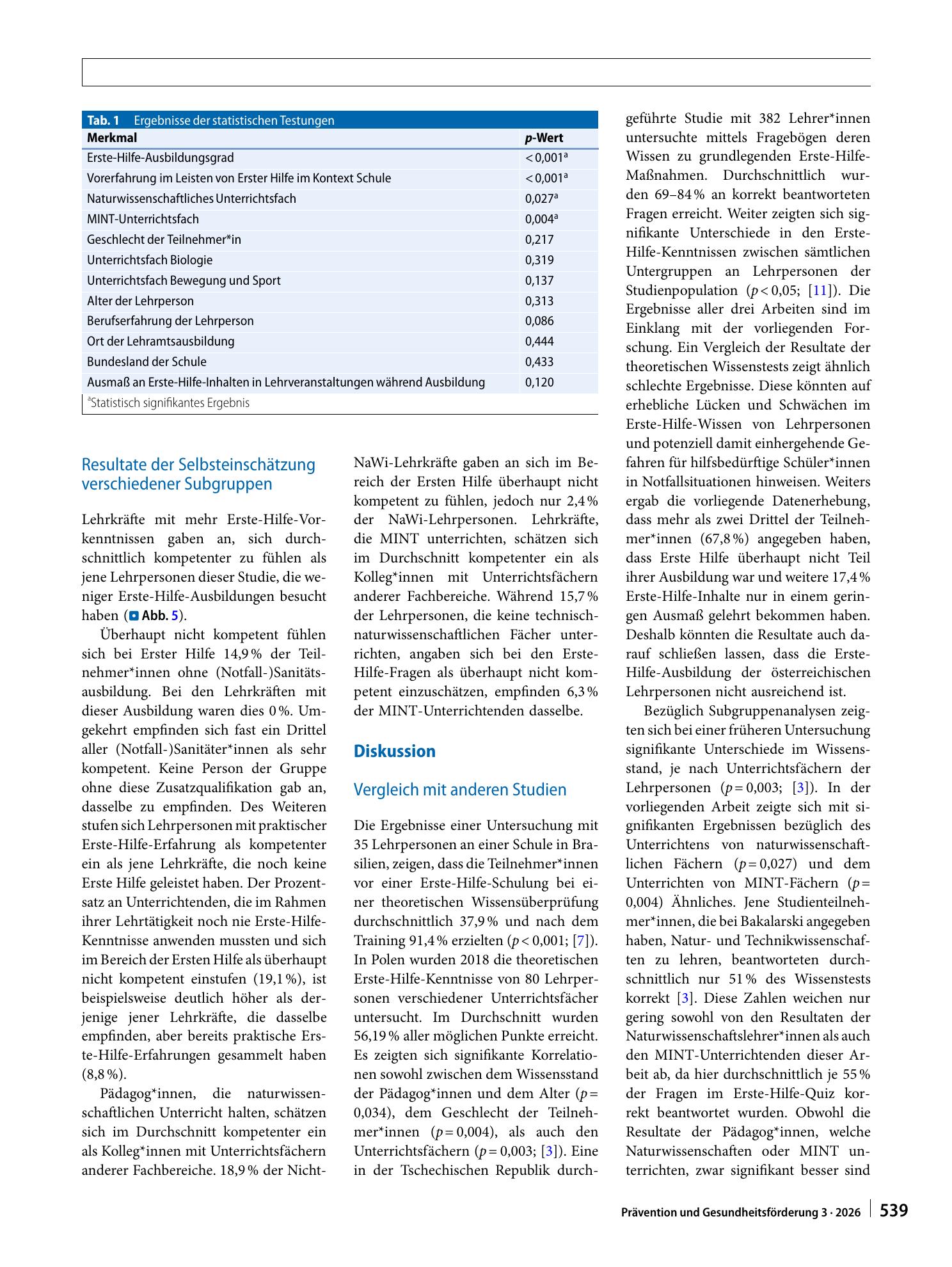 Vorschauseite 5: Erste-Hilfe-Kompetenzen von Lehrkräften in Österreich