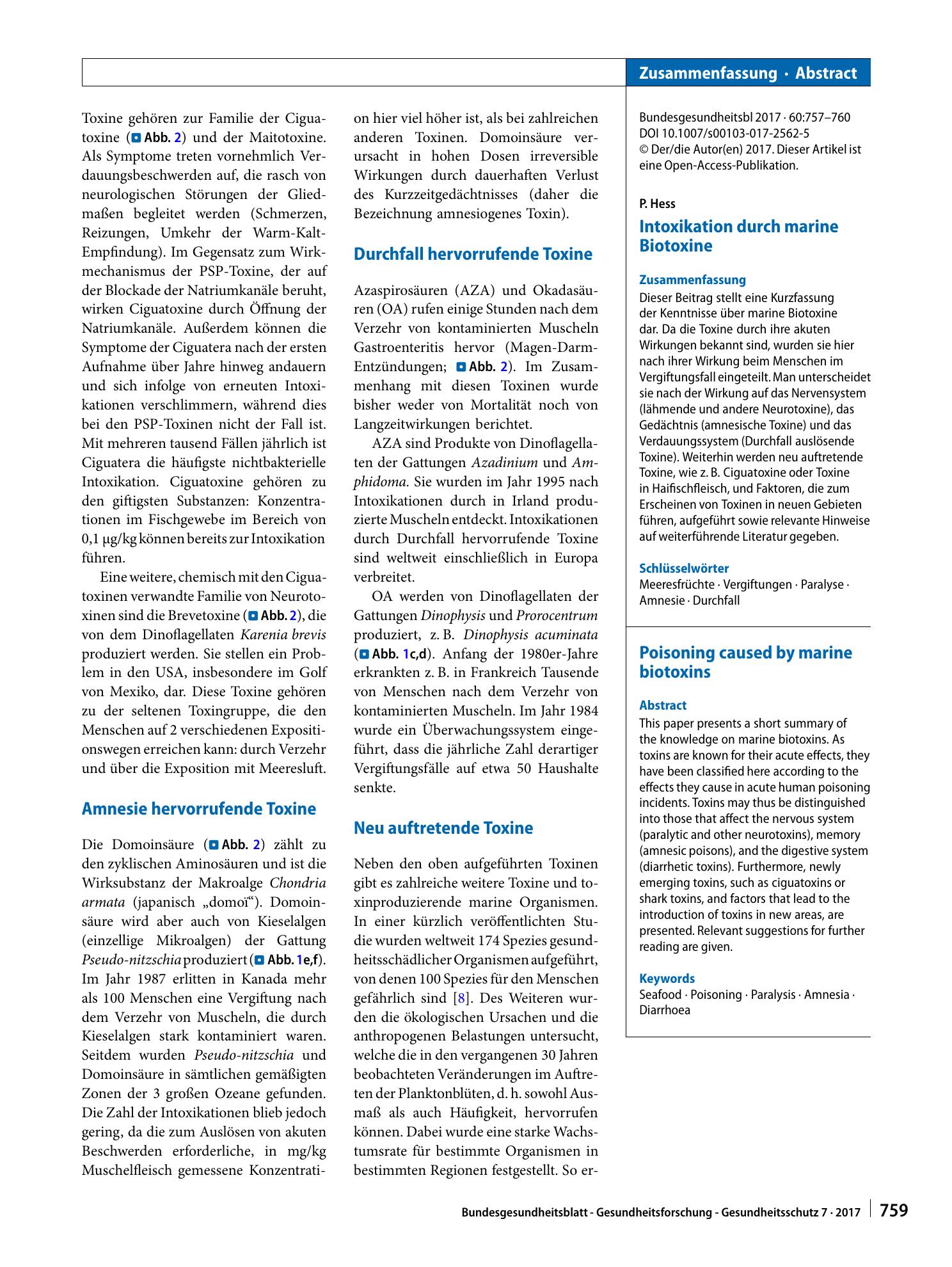 Vorschauseite 3: Intoxikation durch marine Biotoxine