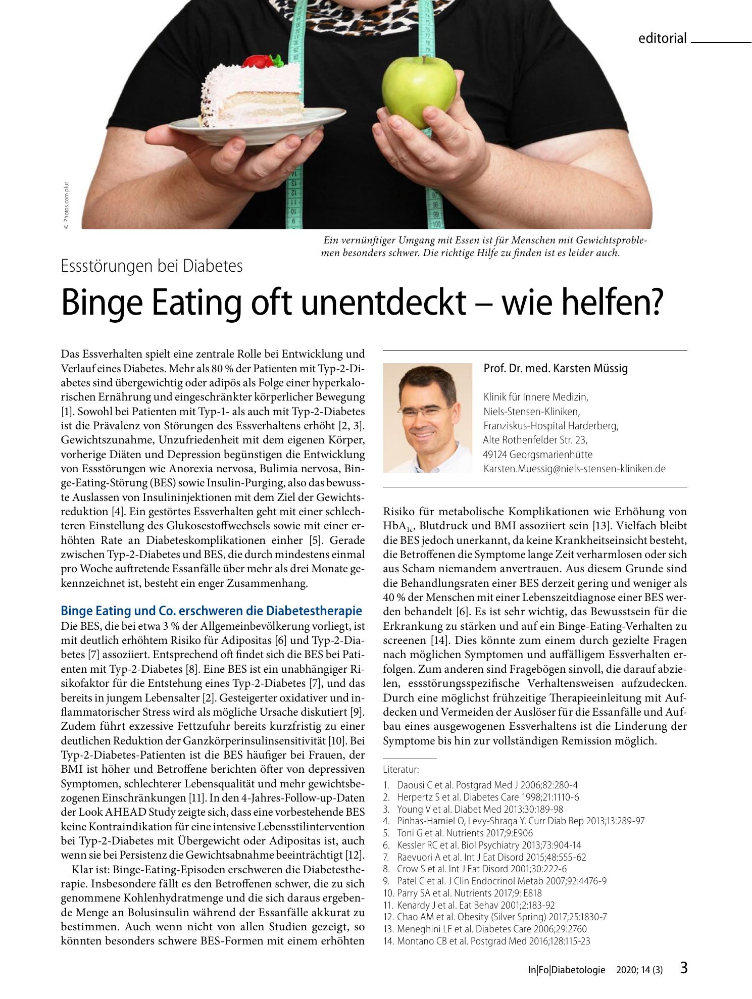 Vorschauseite 1: Binge Eating oft unentdeckt - wie helfen?