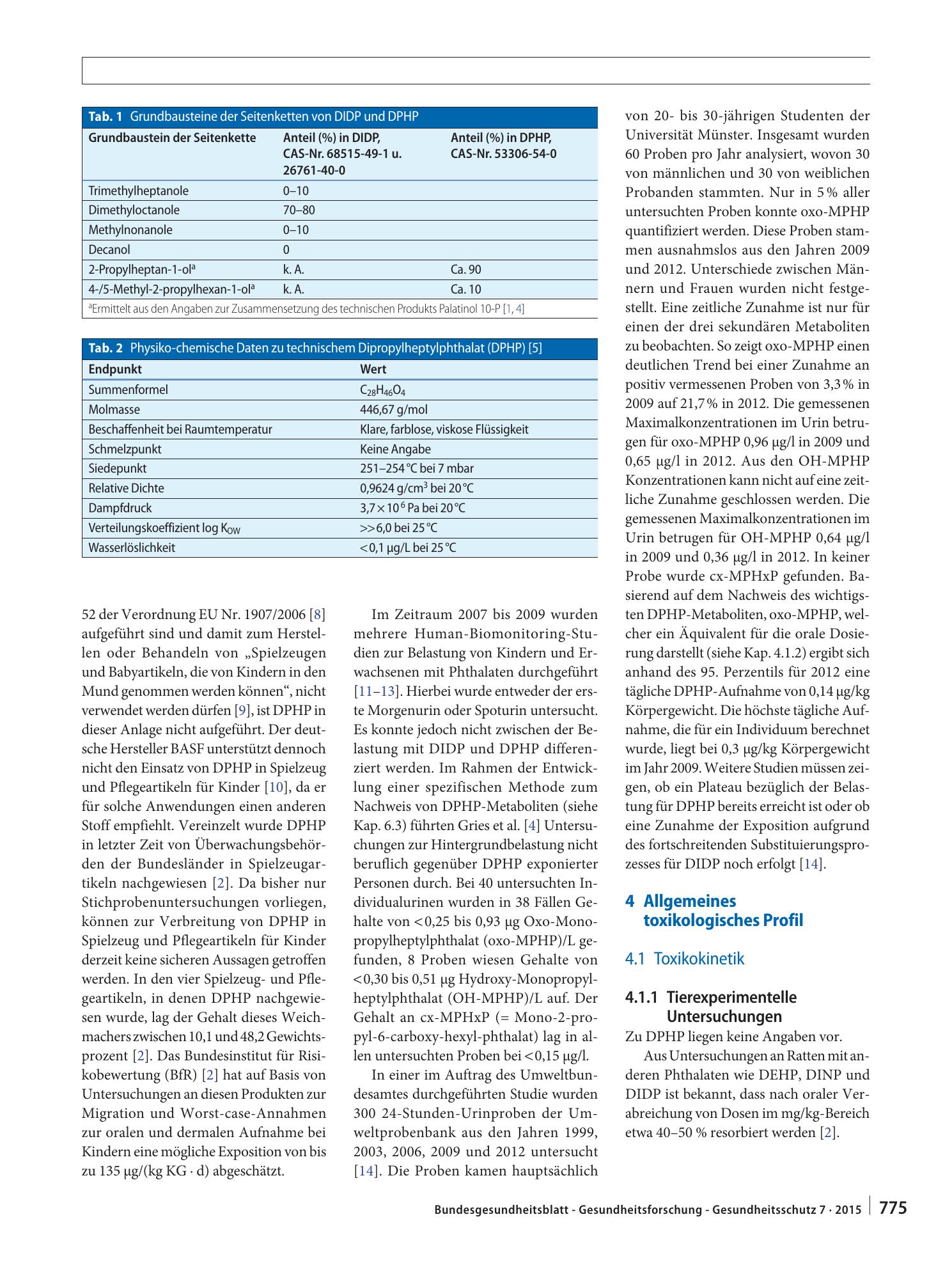 Vorschauseite 2: Stoffmonografie für Di-2-propylheptylphthalat (DPHP) – Human-Biomonitoring (HBM)-Werte für die Summe der Metaboliten Oxo-Monopropylheptylphthalat (oxo-MPHP) und Hydroxy-Monopropyl…