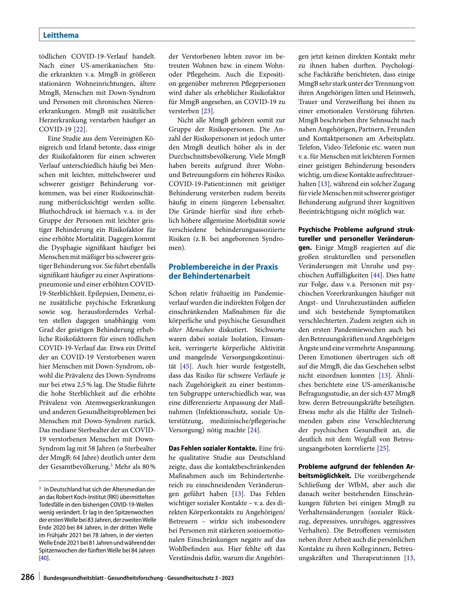 Vorschauseite 4: Die Situation von Menschen mit geistiger Behinderung in der COVID-19-Pandemie – Risikofaktoren, Problembereiche, Maßnahmen