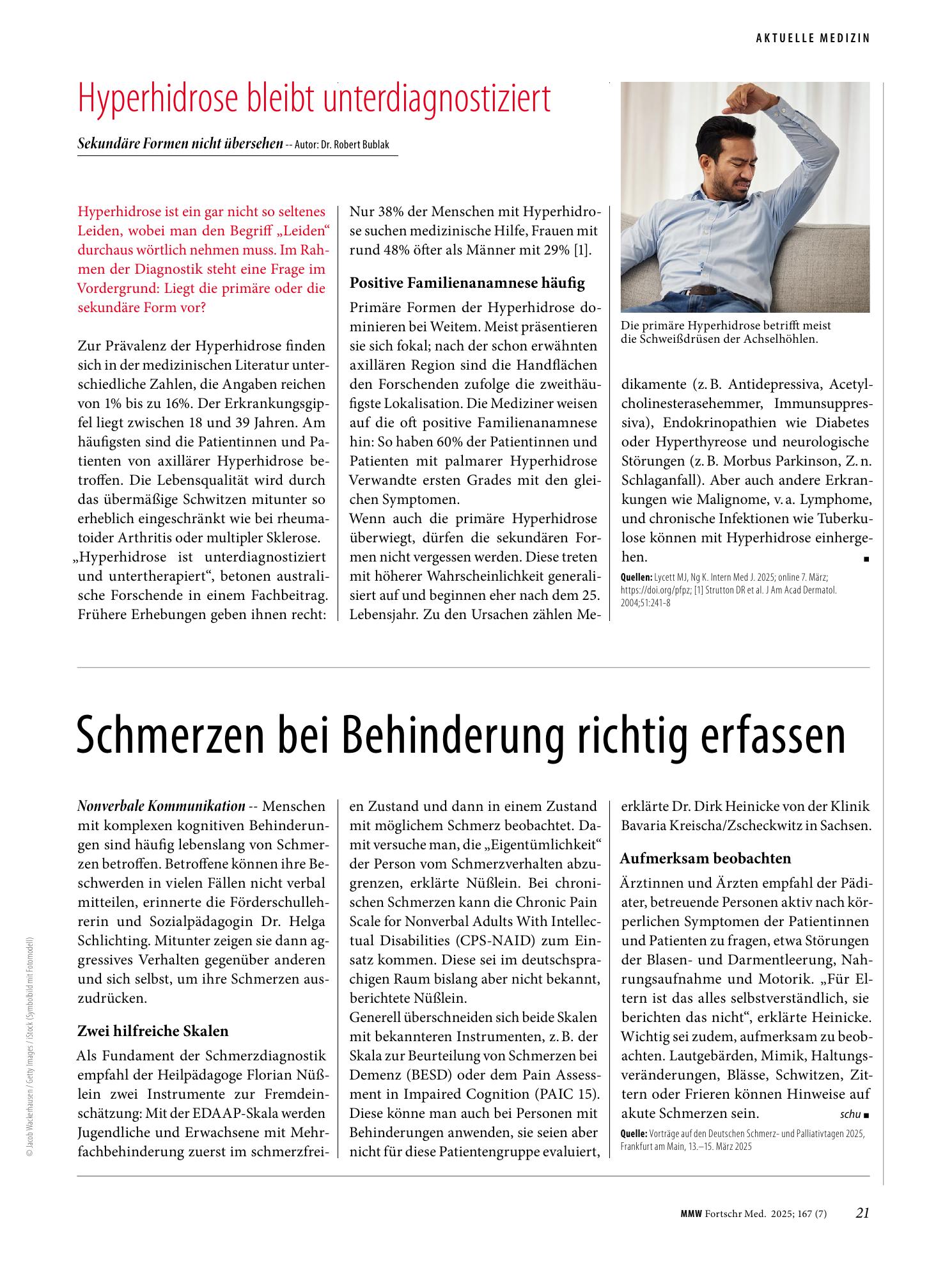 Vorschauseite 1: Hyperhidrose bleibt unterdiagnostiziert