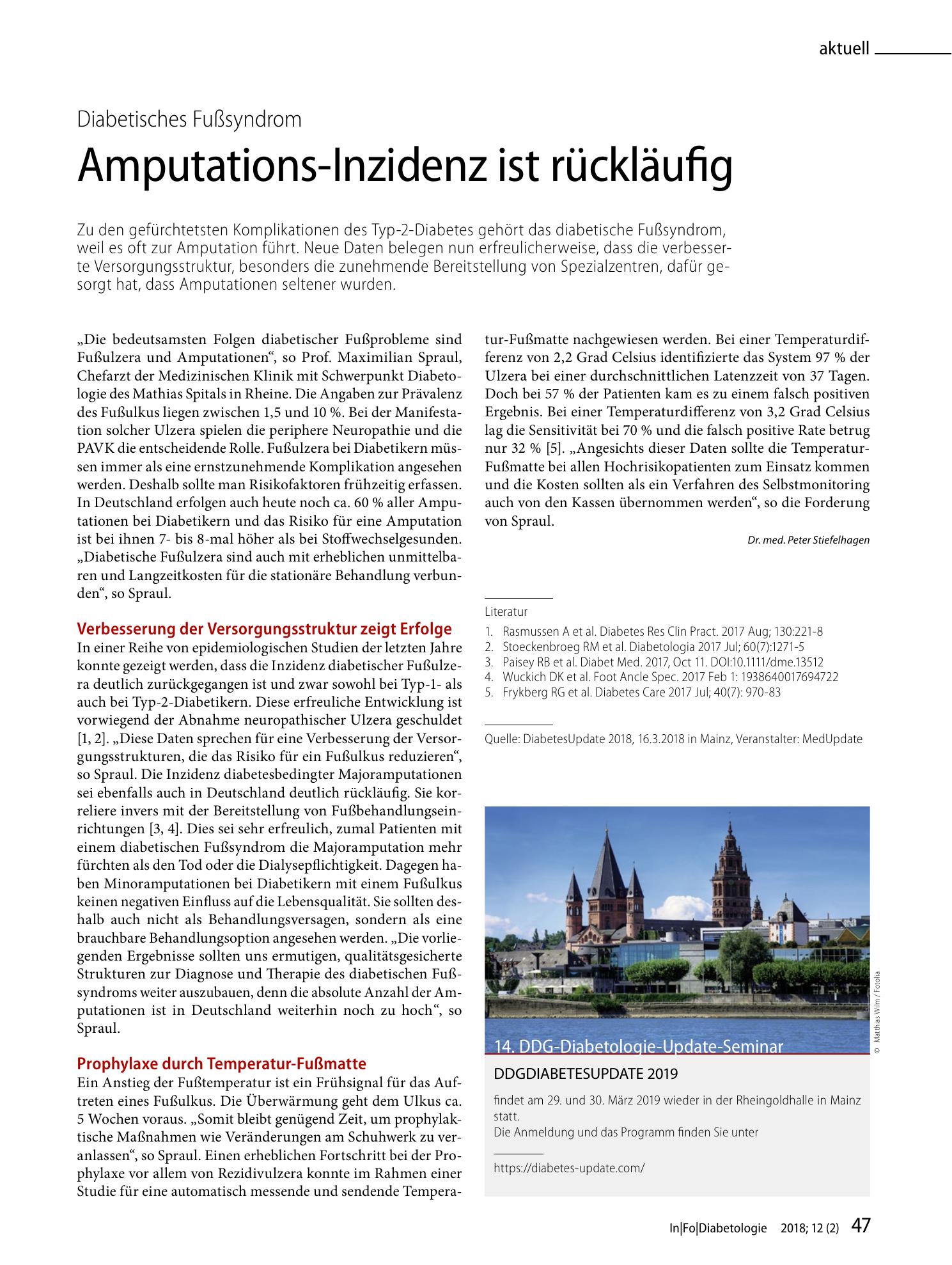 Vorschauseite 1: Amputations-Inzidenz ist rückläufig