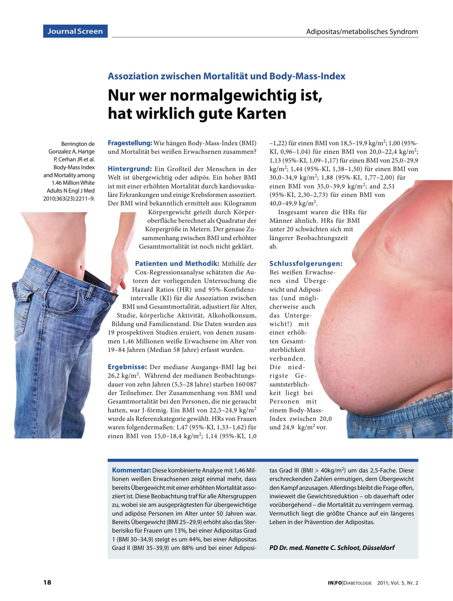 Vorschauseite 1: Nur wer normalgewichtig ist, hat wirklich gute Karten