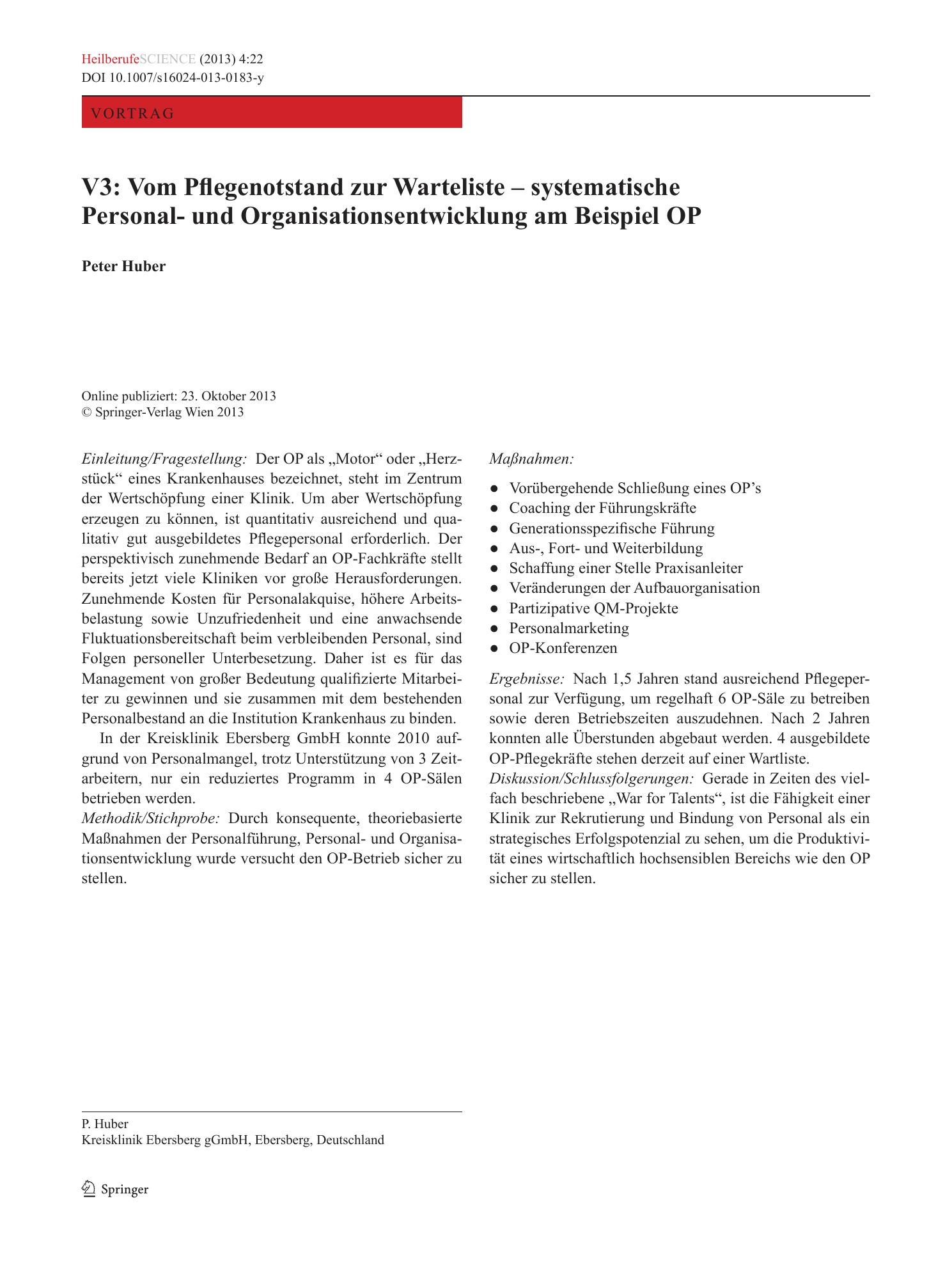 Vorschauseite 1: V3: Vom Pflegenotstand zur Warteliste – systematische Personal- und Organisationsentwicklung am Beispiel OP