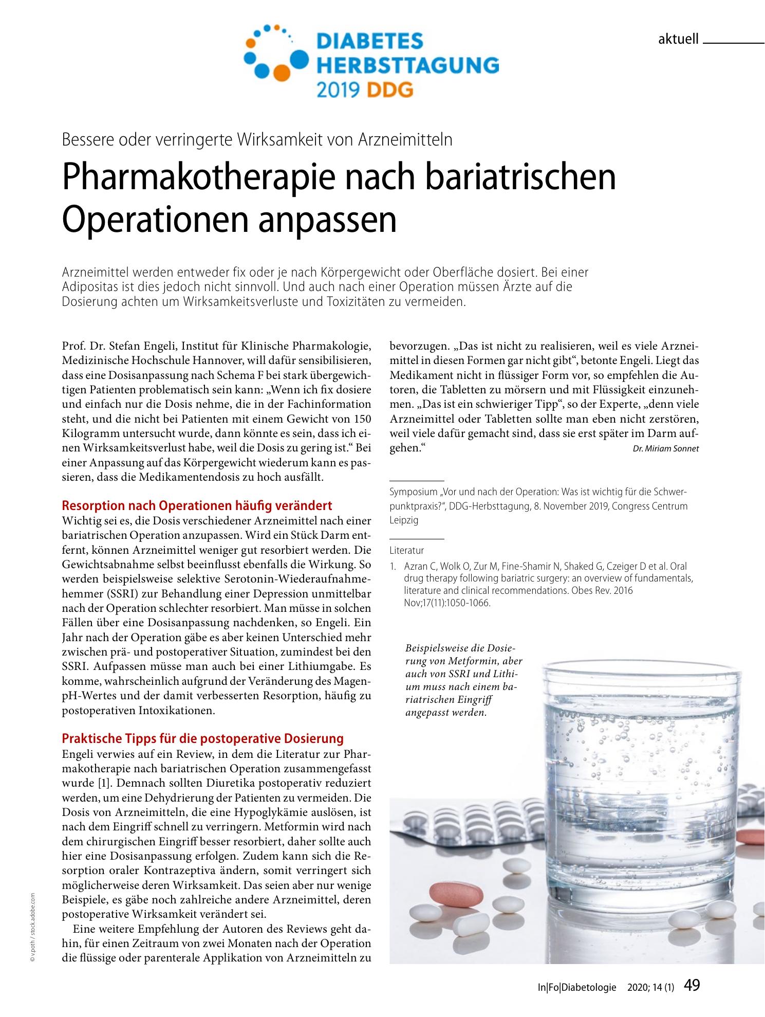 Vorschauseite 1: Pharmakotherapie nach bariatrischen Operationen anpassen