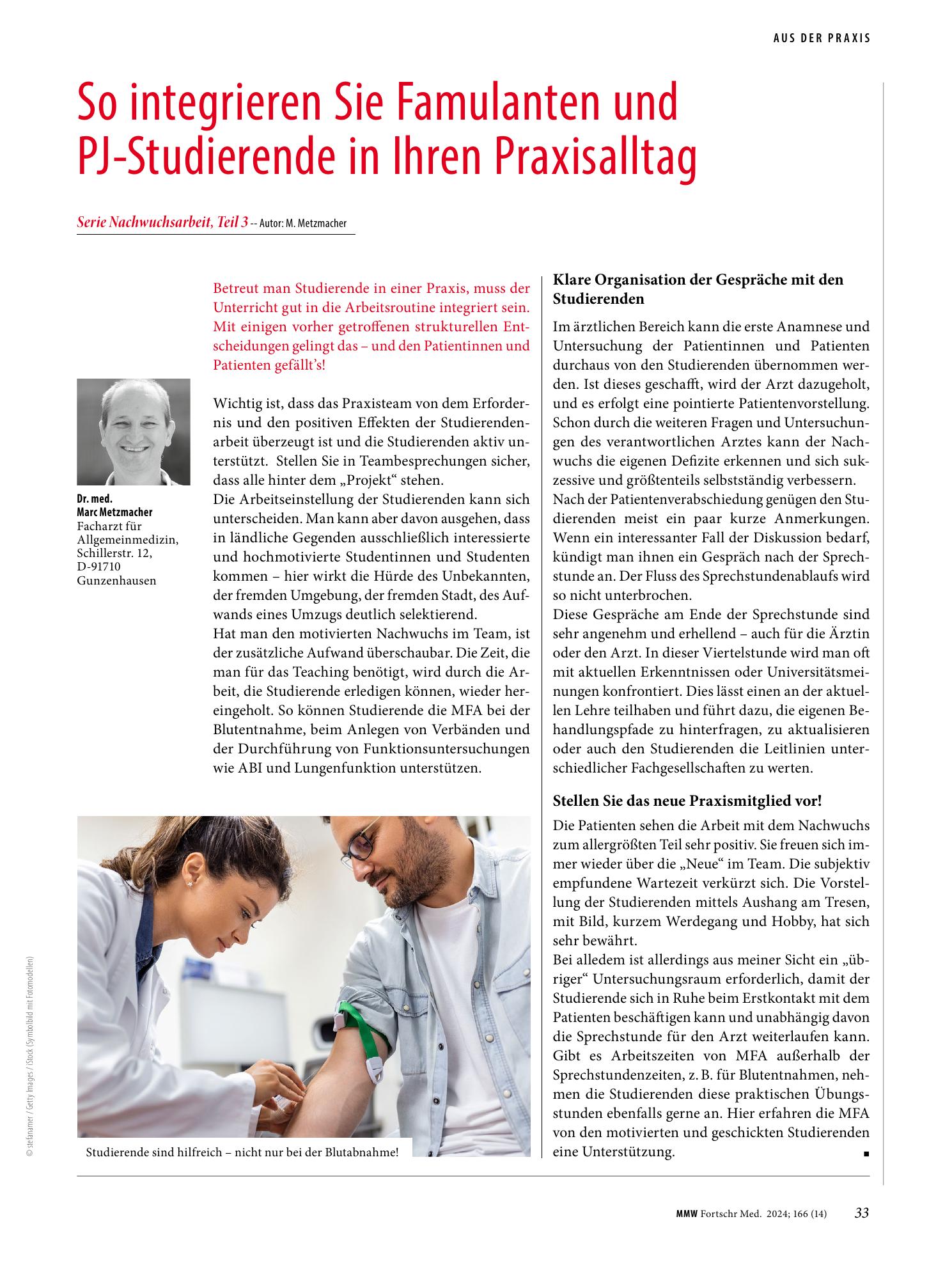 Vorschauseite 1: So integrieren Sie Famulanten und PJ-Studierende in Ihren Praxisalltag
