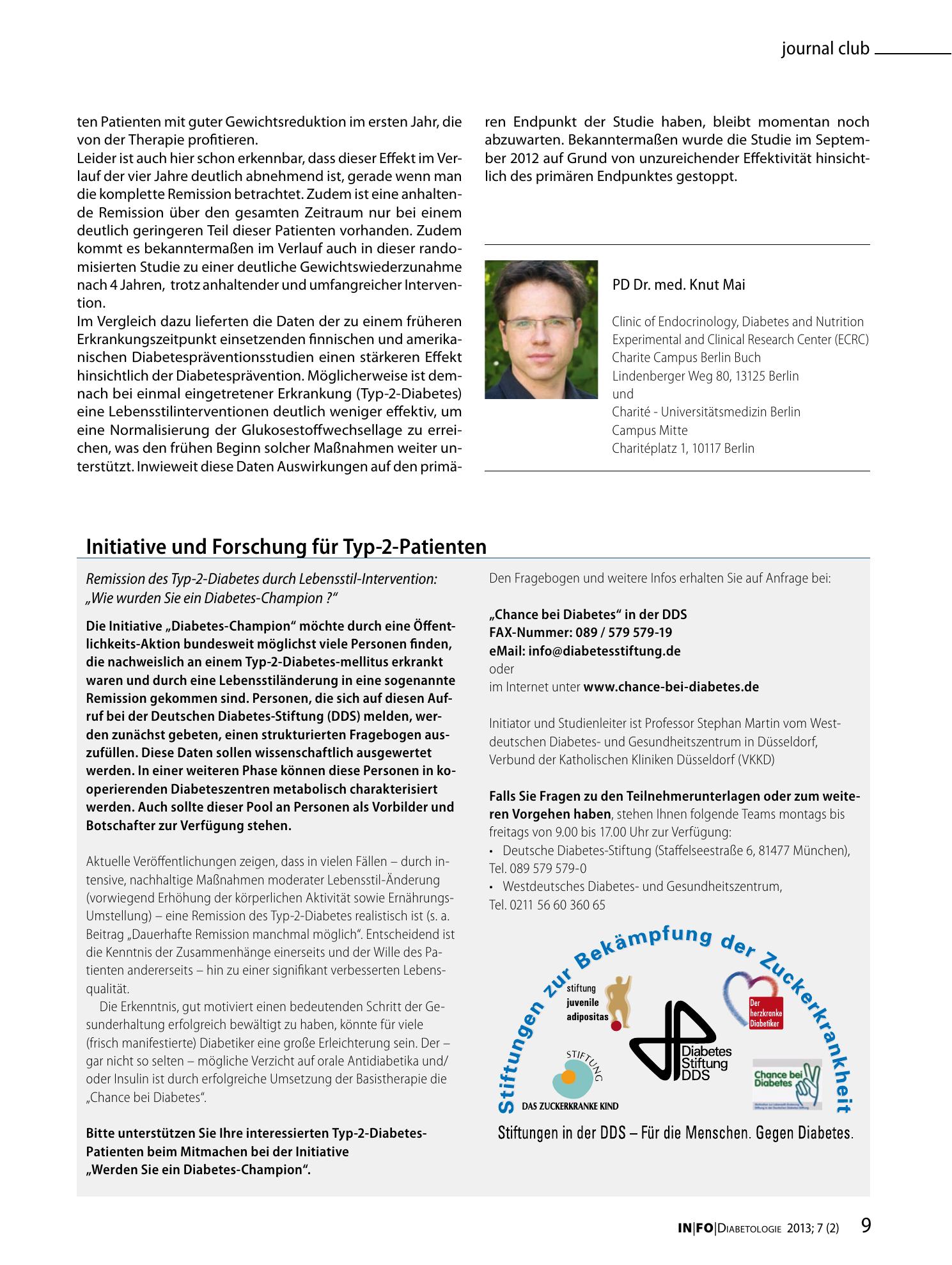 Vorschauseite 1: Initiative und Forschung für Typ-2-Patienten