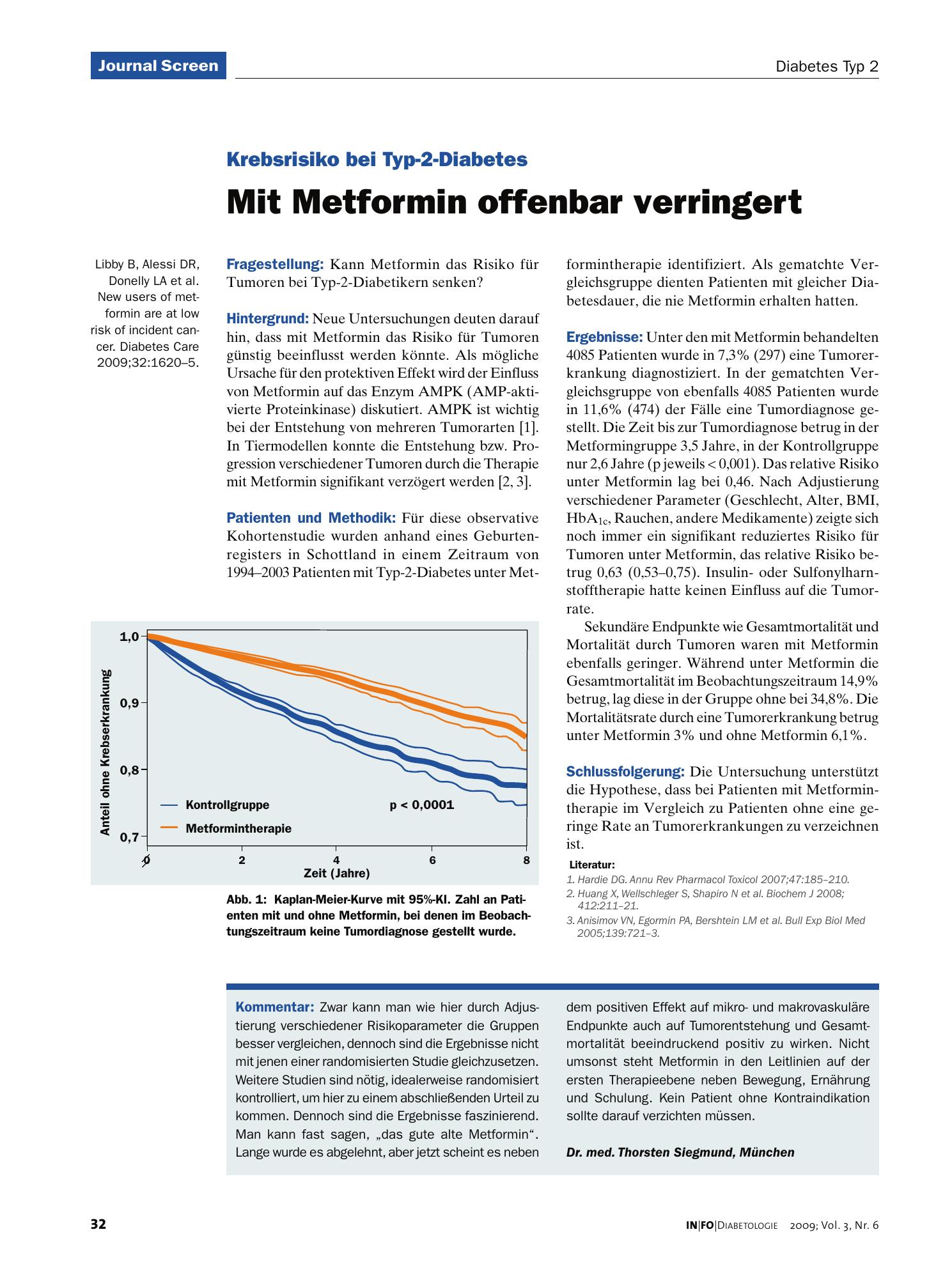 Vorschauseite 1: Mit Metformin offenbar verringert