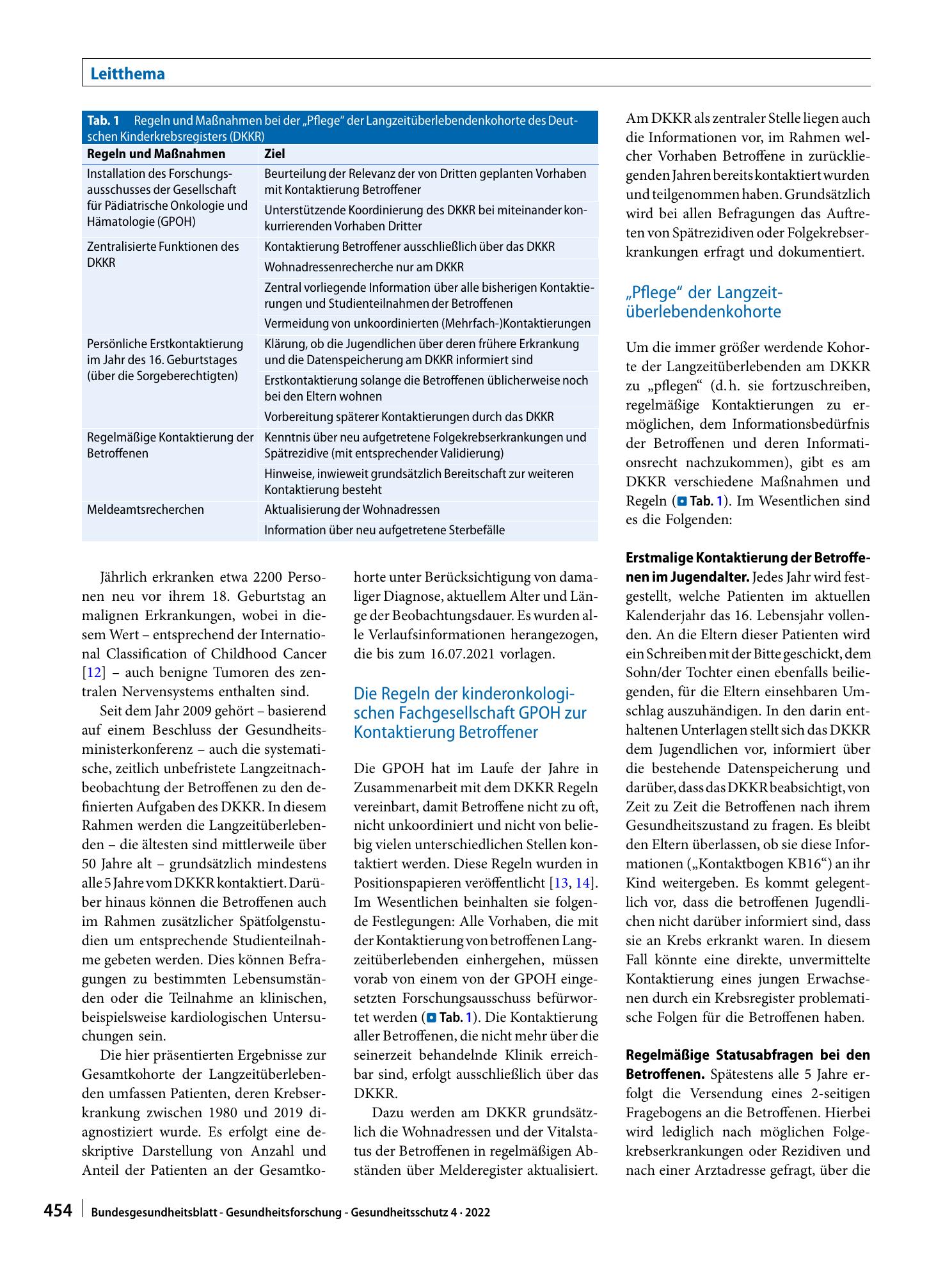 Vorschauseite 2: Die Kohorte der 41.000 Langzeitüberlebenden des Deutschen Kinderkrebsregisters