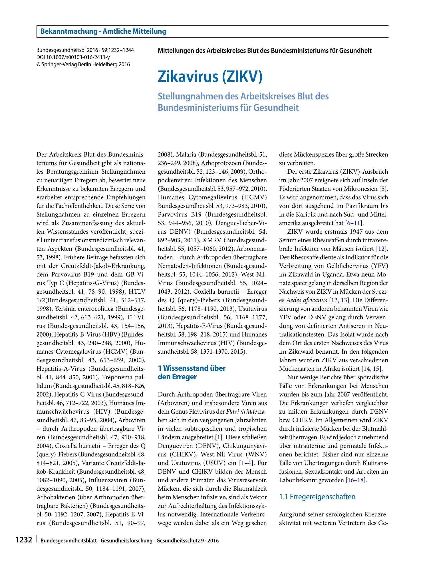 Vorschauseite 1: Zikavirus (ZIKV)