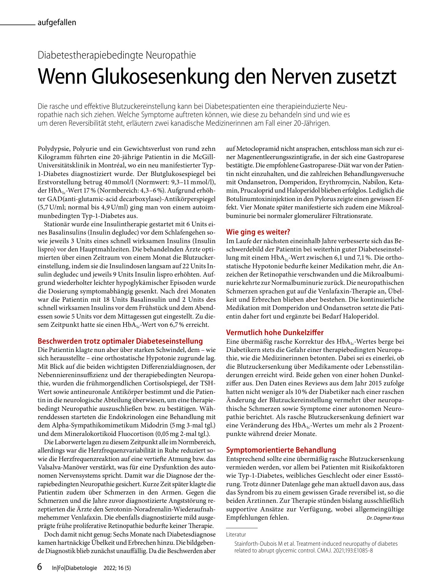 Vorschauseite 1: Wenn Glukosesenkung den Nerven zusetzt