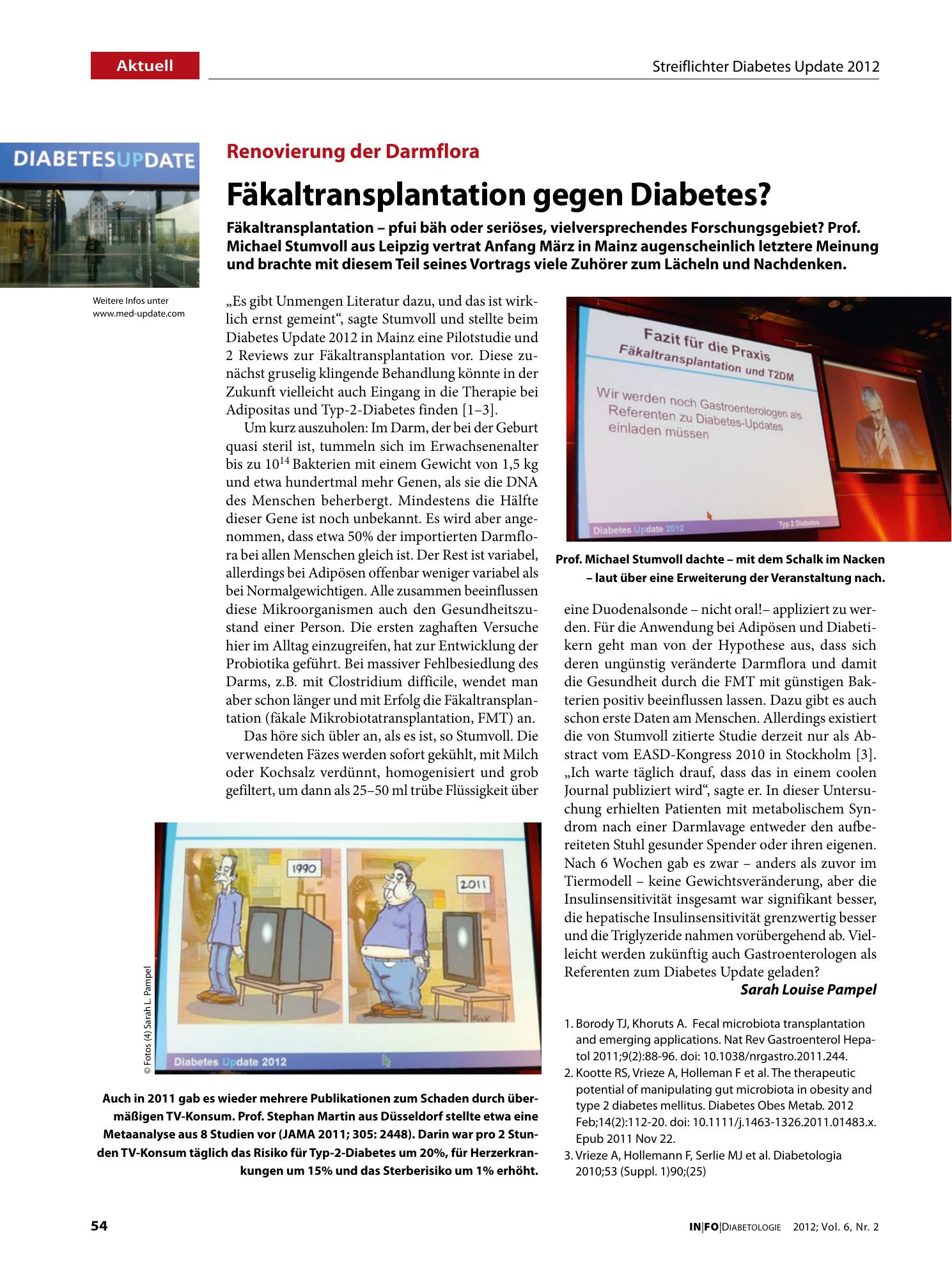 Vorschauseite 1: Fäkaltransplantation gegen Diabetes?