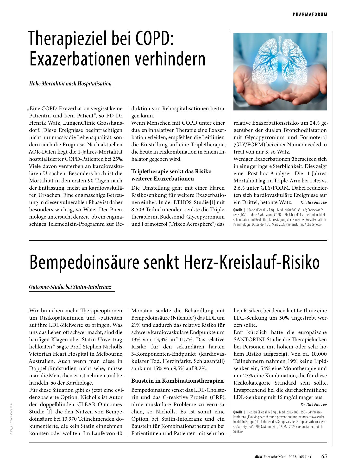 Vorschauseite 1: Bempedoinsäure senkt Herz-Kreislauf-Risiko