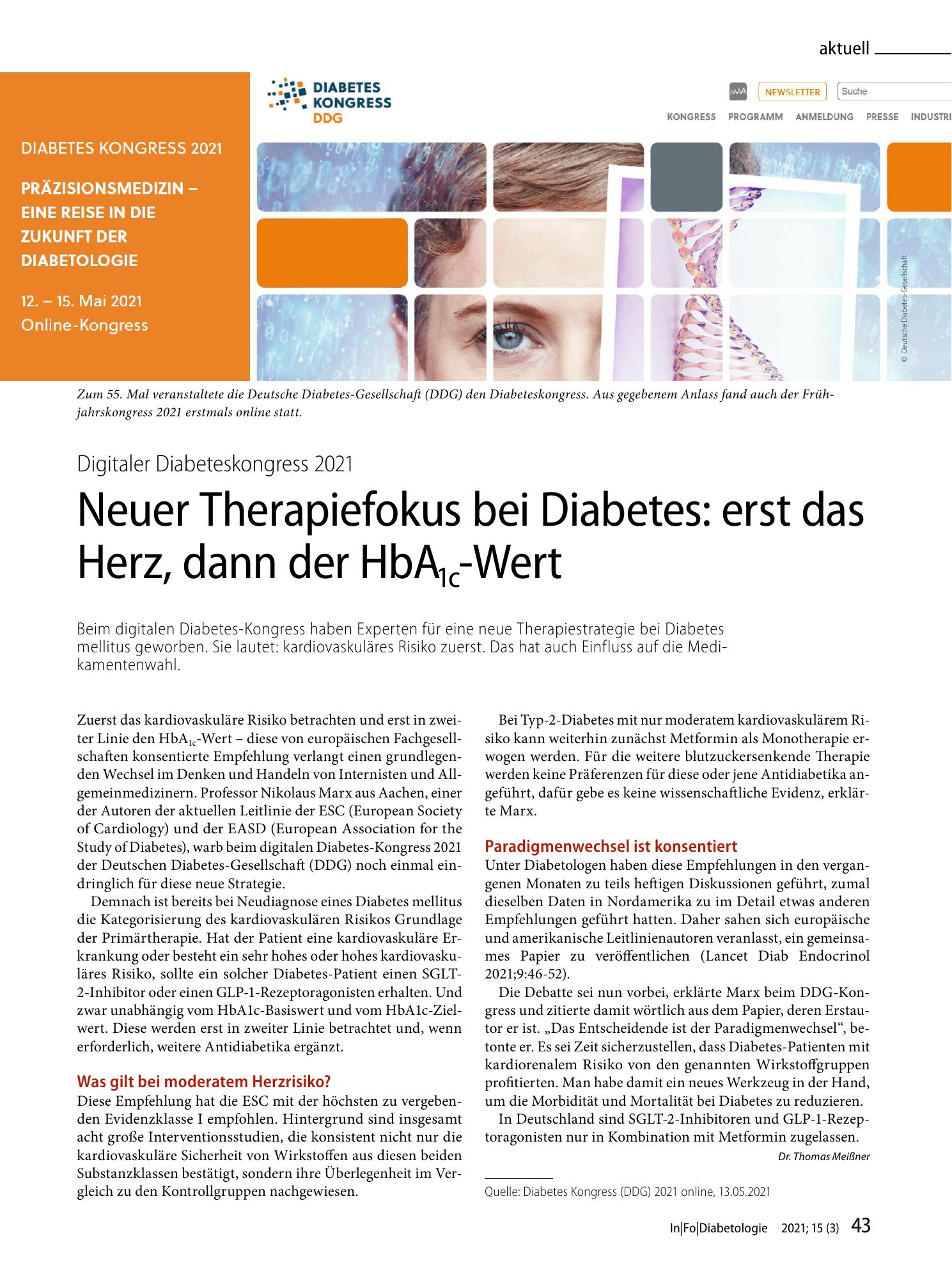 Vorschauseite 1: Neuer Therapiefokus bei Diabetes: erst das Herz, dann der HbA1c-Wert