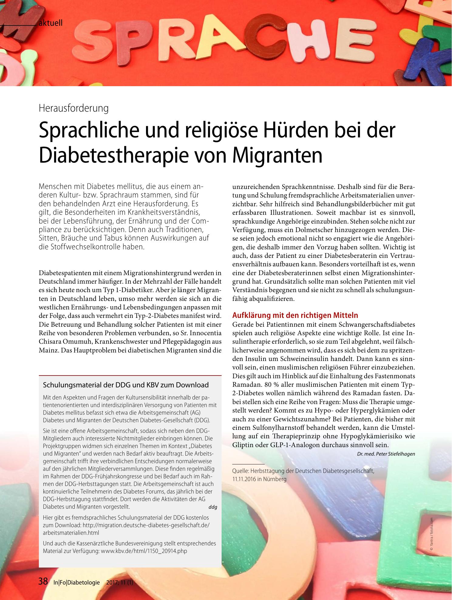 Vorschauseite 1: Sprachliche und religiöse Hürden bei der Diabetestherapie von Migranten