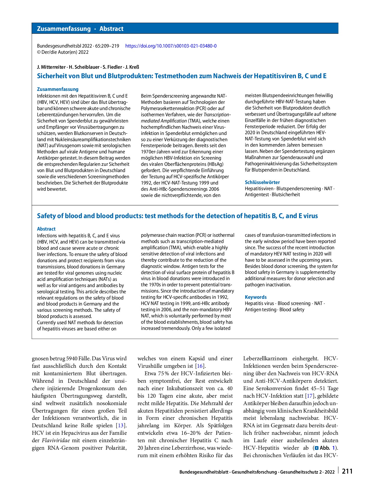Vorschauseite 3: Sicherheit von Blut und Blutprodukten: Testmethoden zum Nachweis der Hepatitisviren B, C und E