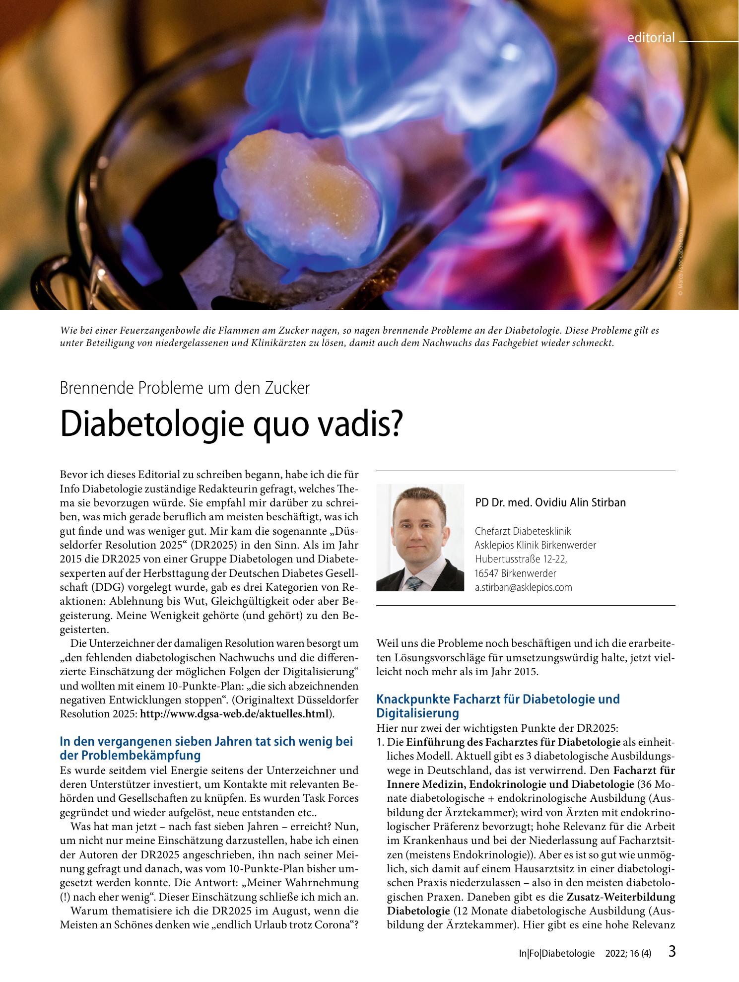 Vorschauseite 1: Diabetologie quo vadis?