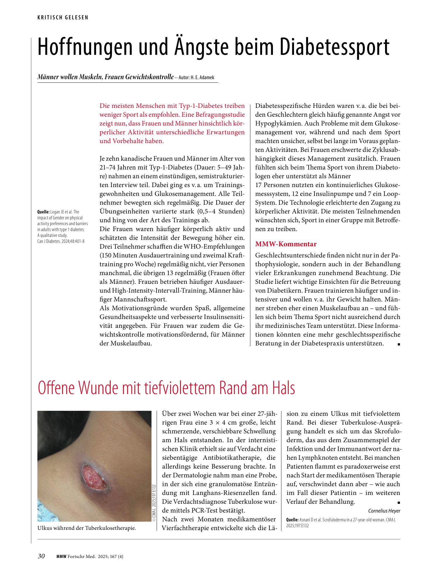 Vorschauseite 1: Hoffnungen und Ängste beim Diabetessport