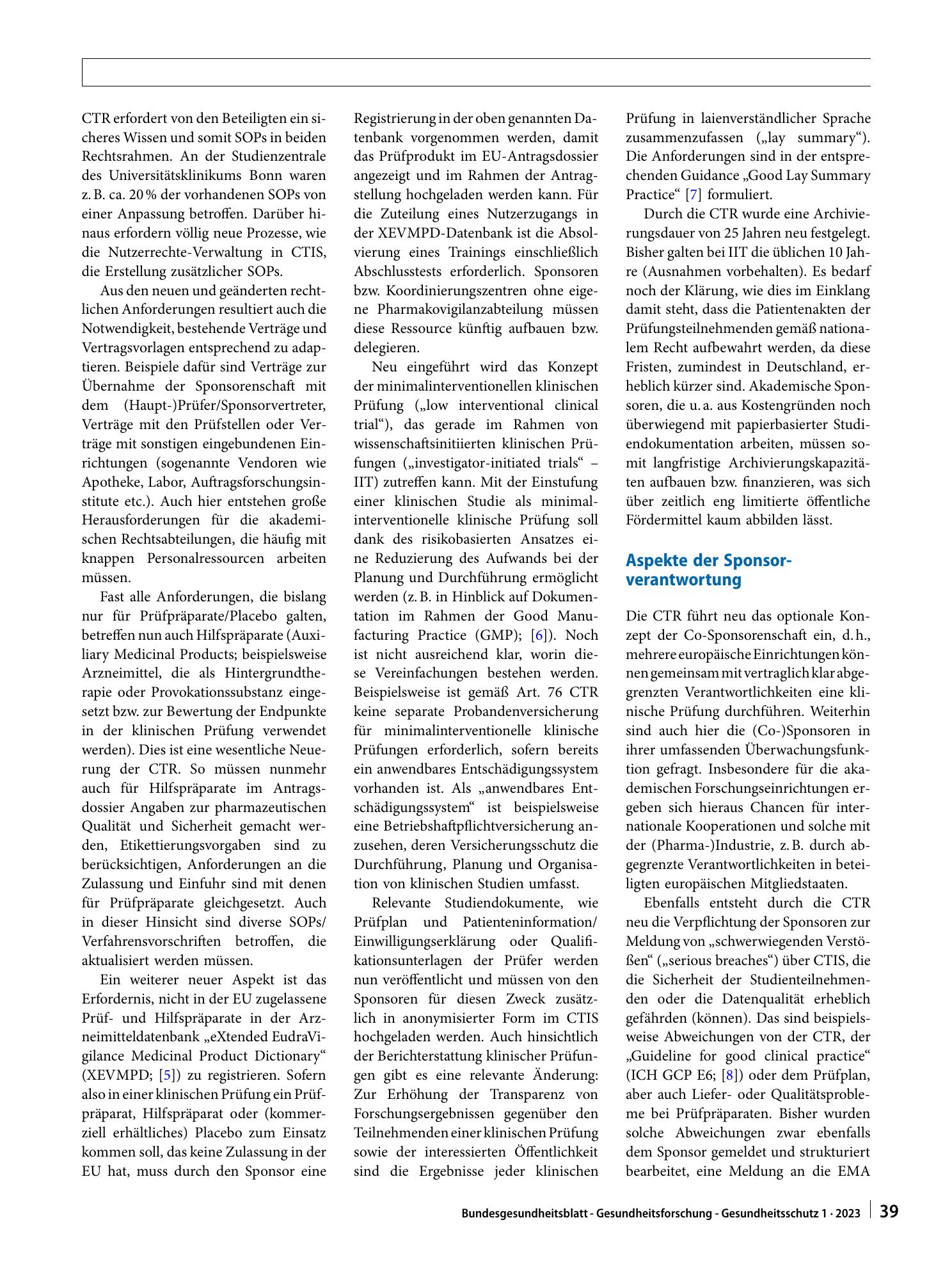 Vorschauseite 2: Erste Erfahrungen bei der Umsetzung der EU-Verordnung 536/2014 (CTR) aus Sicht der nichtkommerziellen akademischen Forschung