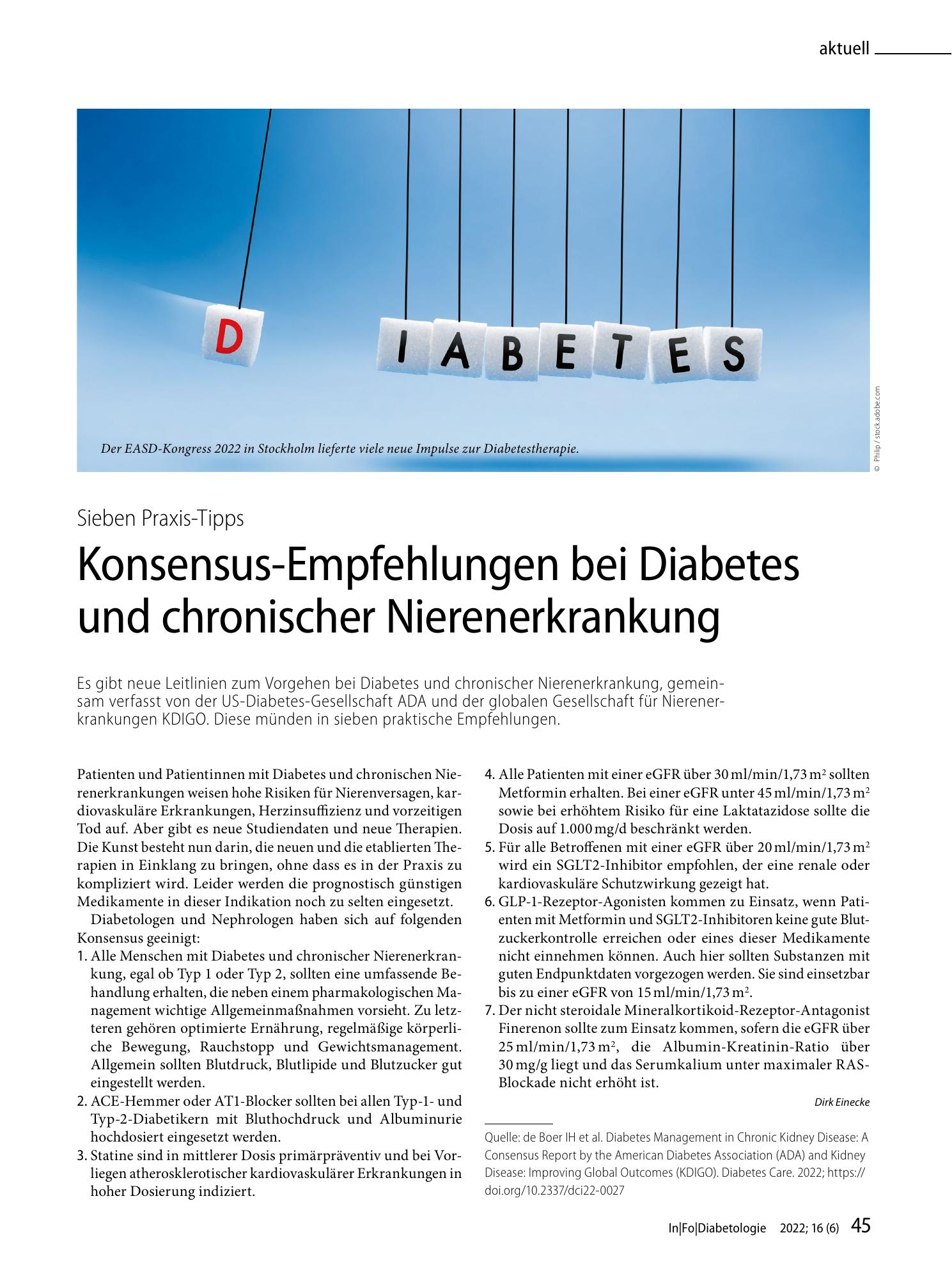Vorschauseite 1: Konsensus-Empfehlungen bei Diabetes und chronischer Nierenerkrankung