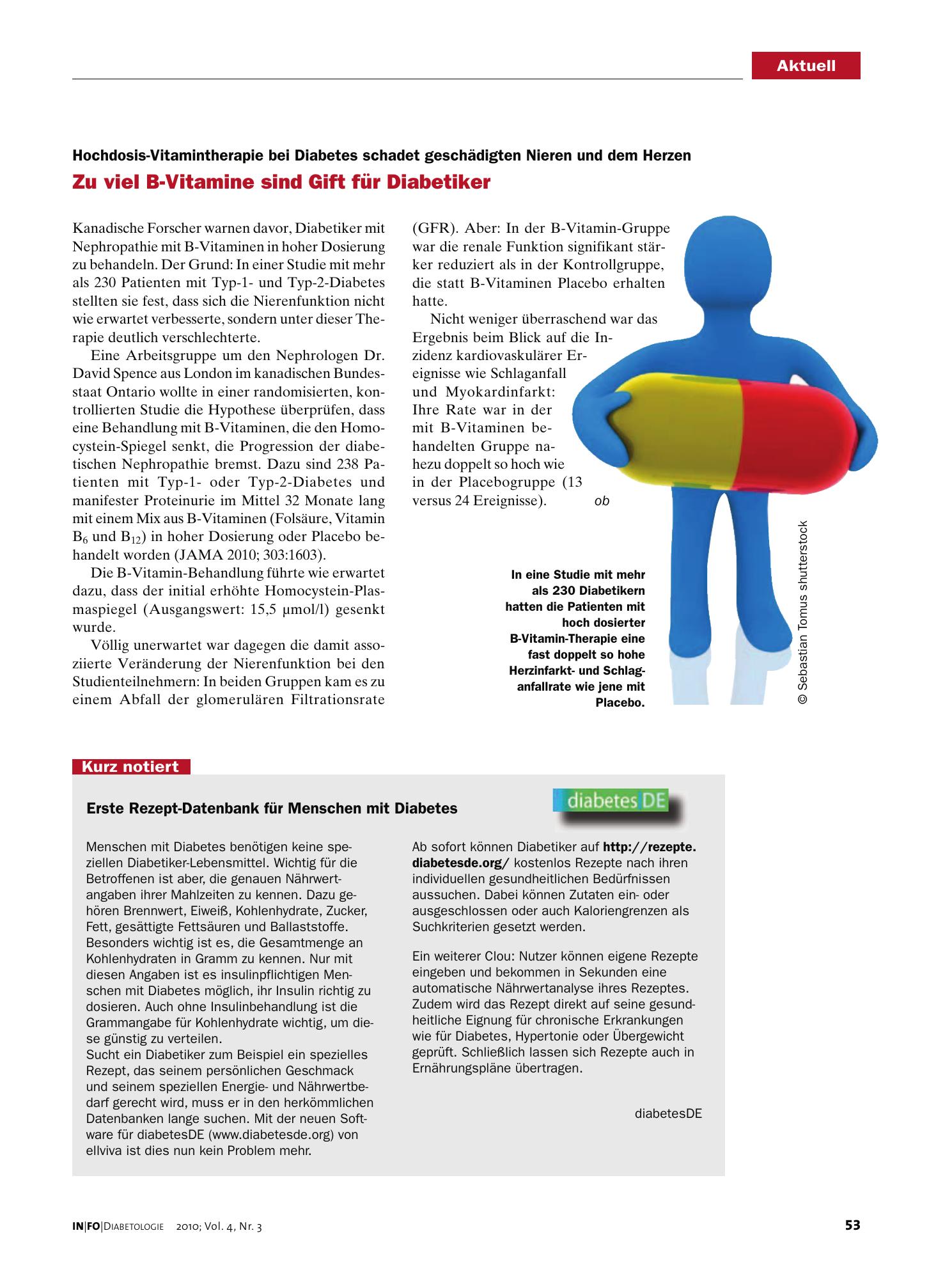 Vorschauseite 1: Zu viel B-Vitamine sind Gift für Diabetiker