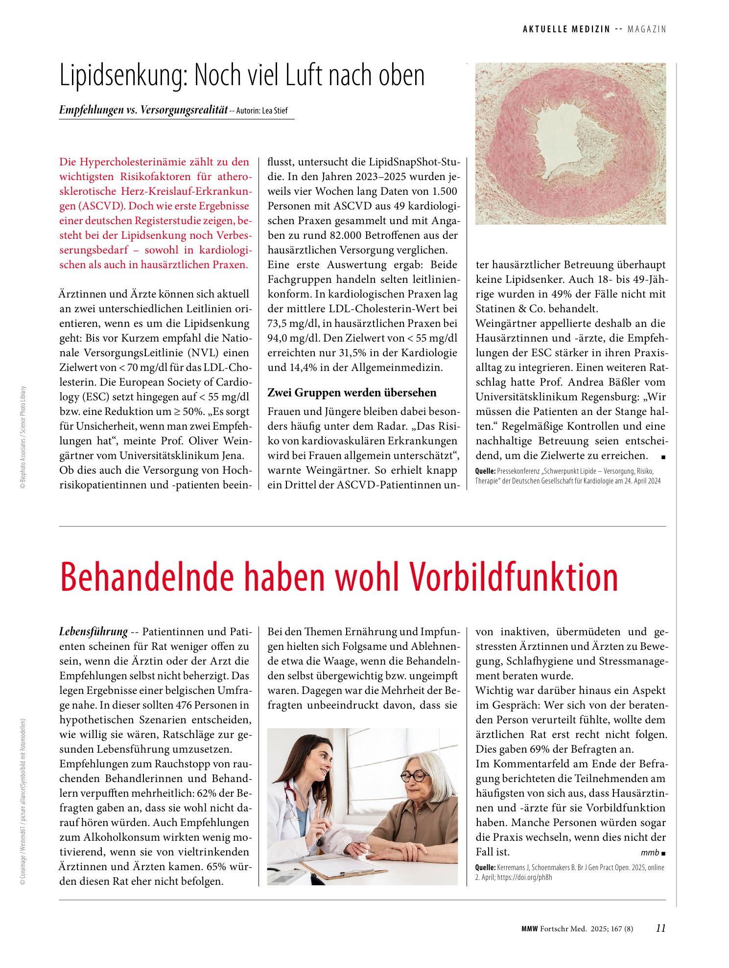 Vorschauseite 1: Behandelnde haben wohl Vorbildfunktion