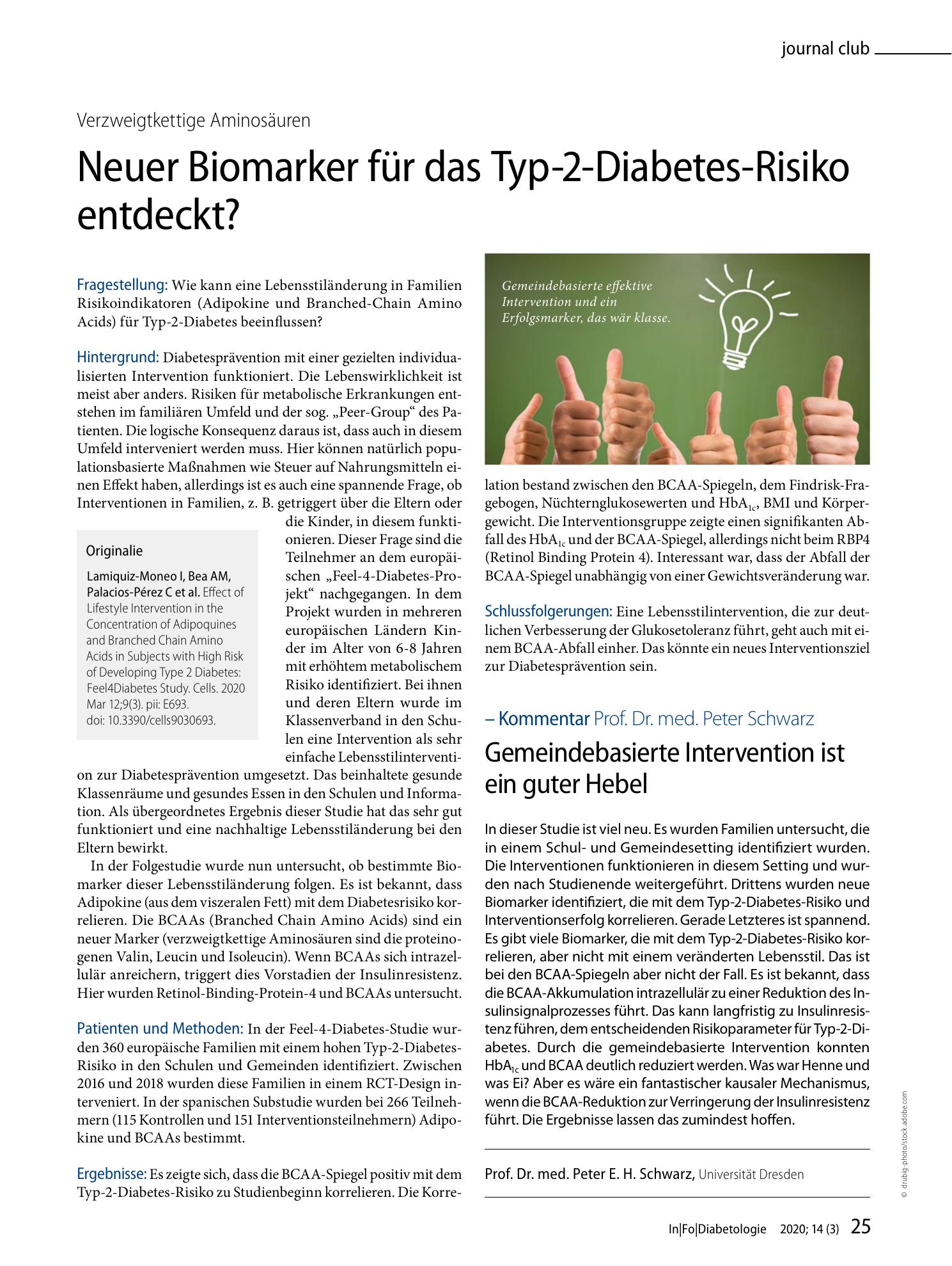Vorschauseite 1: Neuer Biomarker für das Typ-2-Diabetes-Risiko entdeckt?