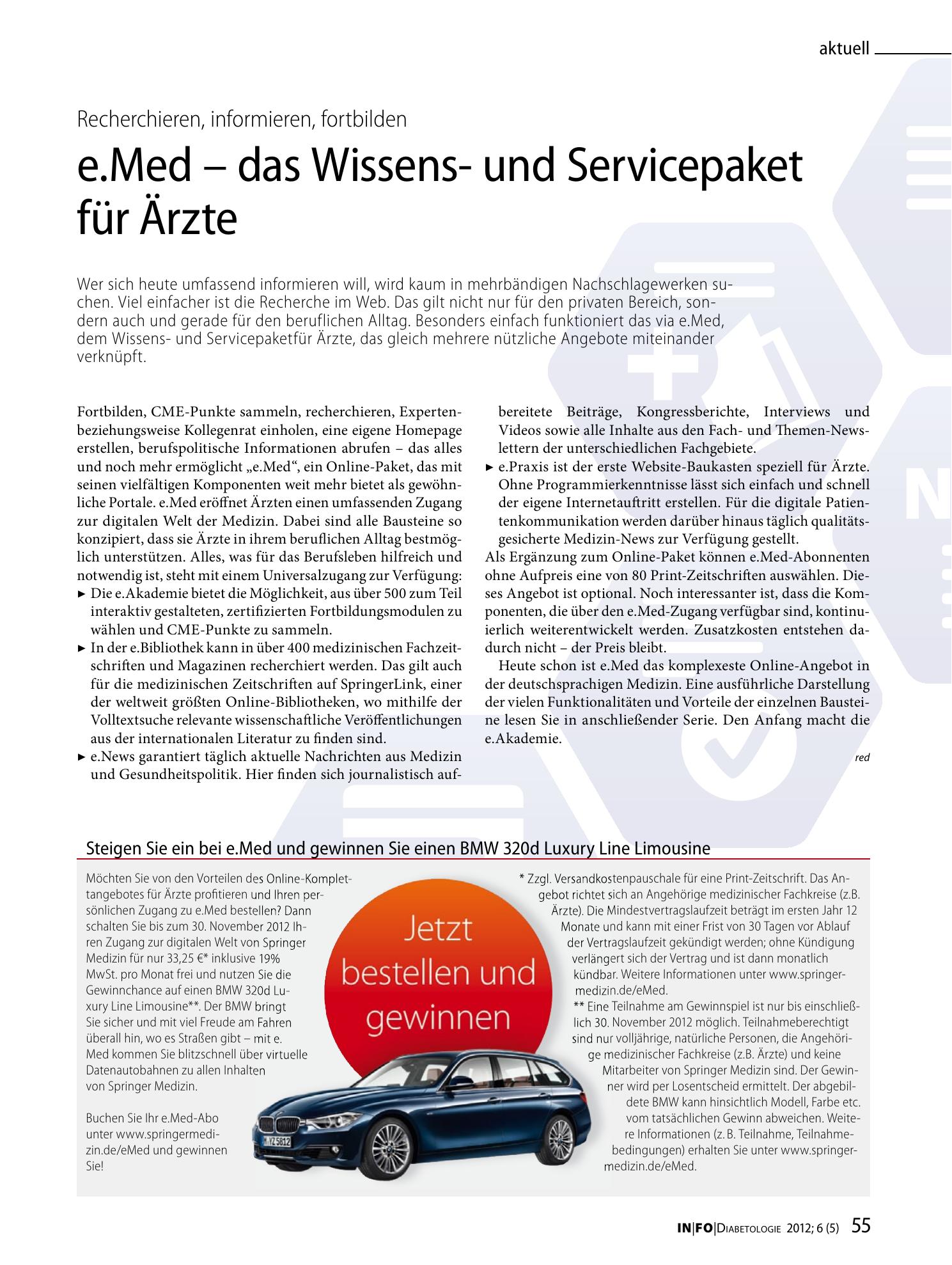 Vorschauseite 1: e.Med – das Wissens- und Servicepaket für Ärzte