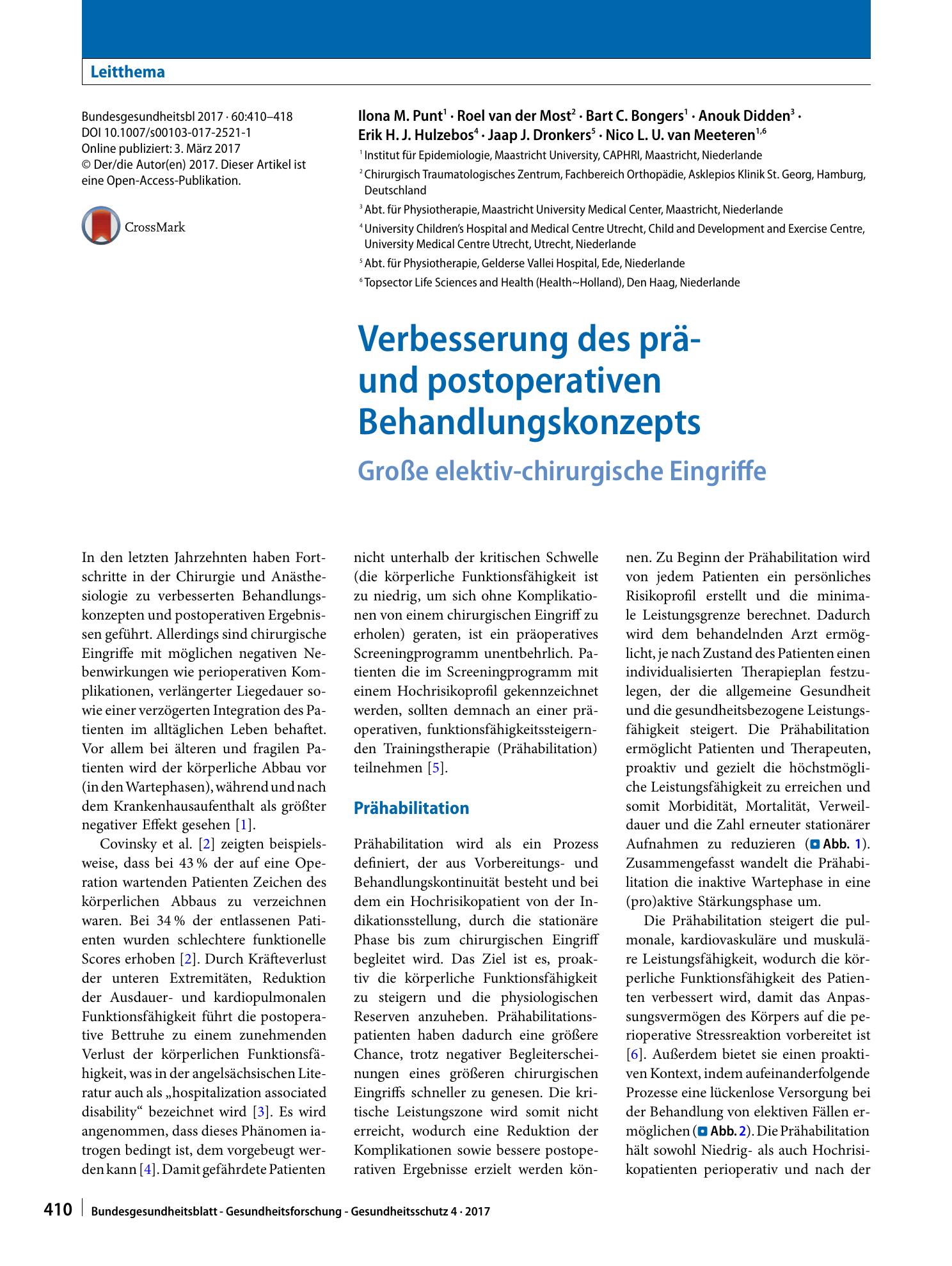 Vorschauseite 1: Verbesserung des prä- und postoperativen Behandlungskonzepts