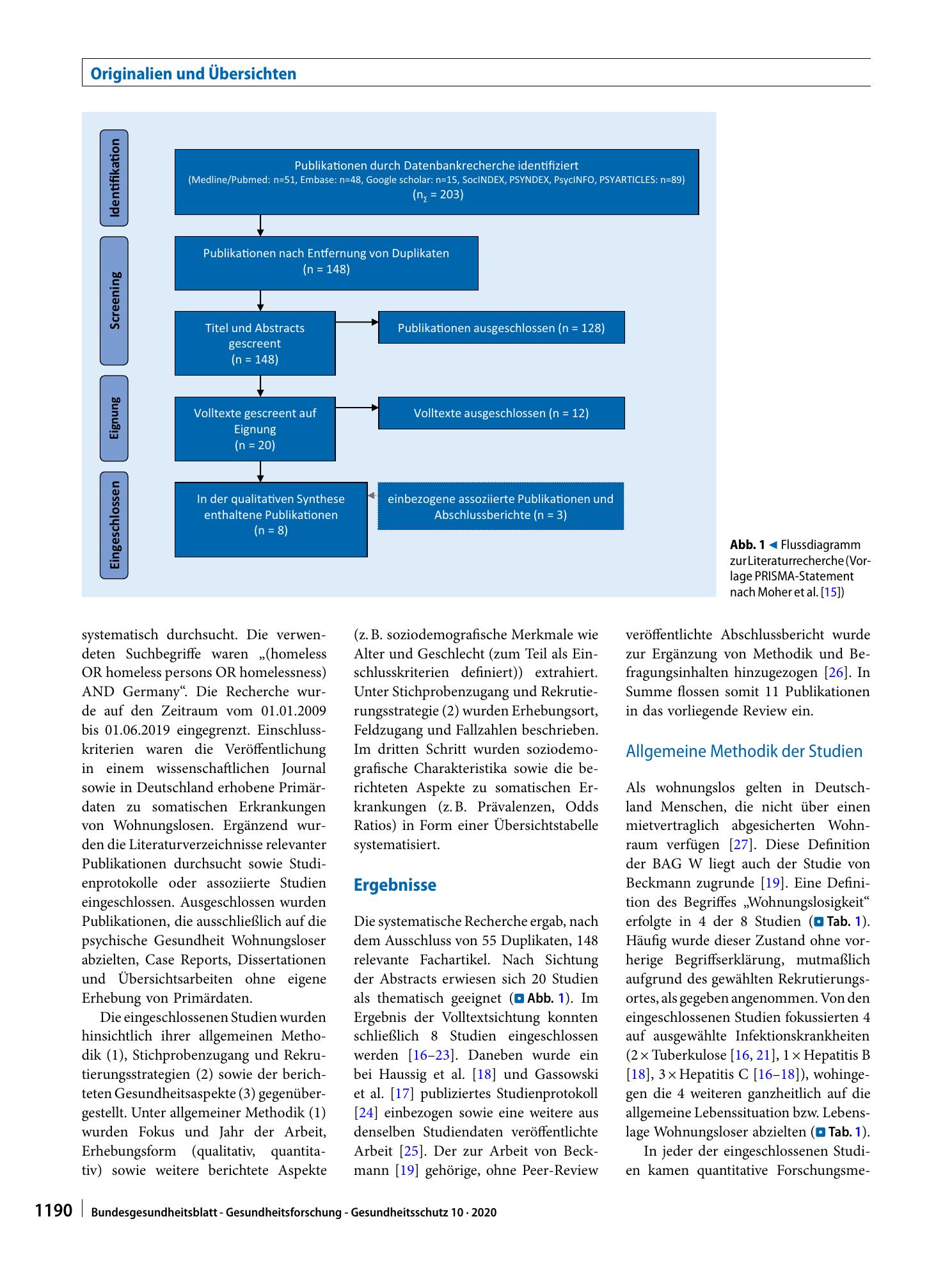 Vorschauseite 2: Somatische Erkrankungen Wohnungsloser in Deutschland. Ein narratives Literaturreview der Jahre 2009–2019