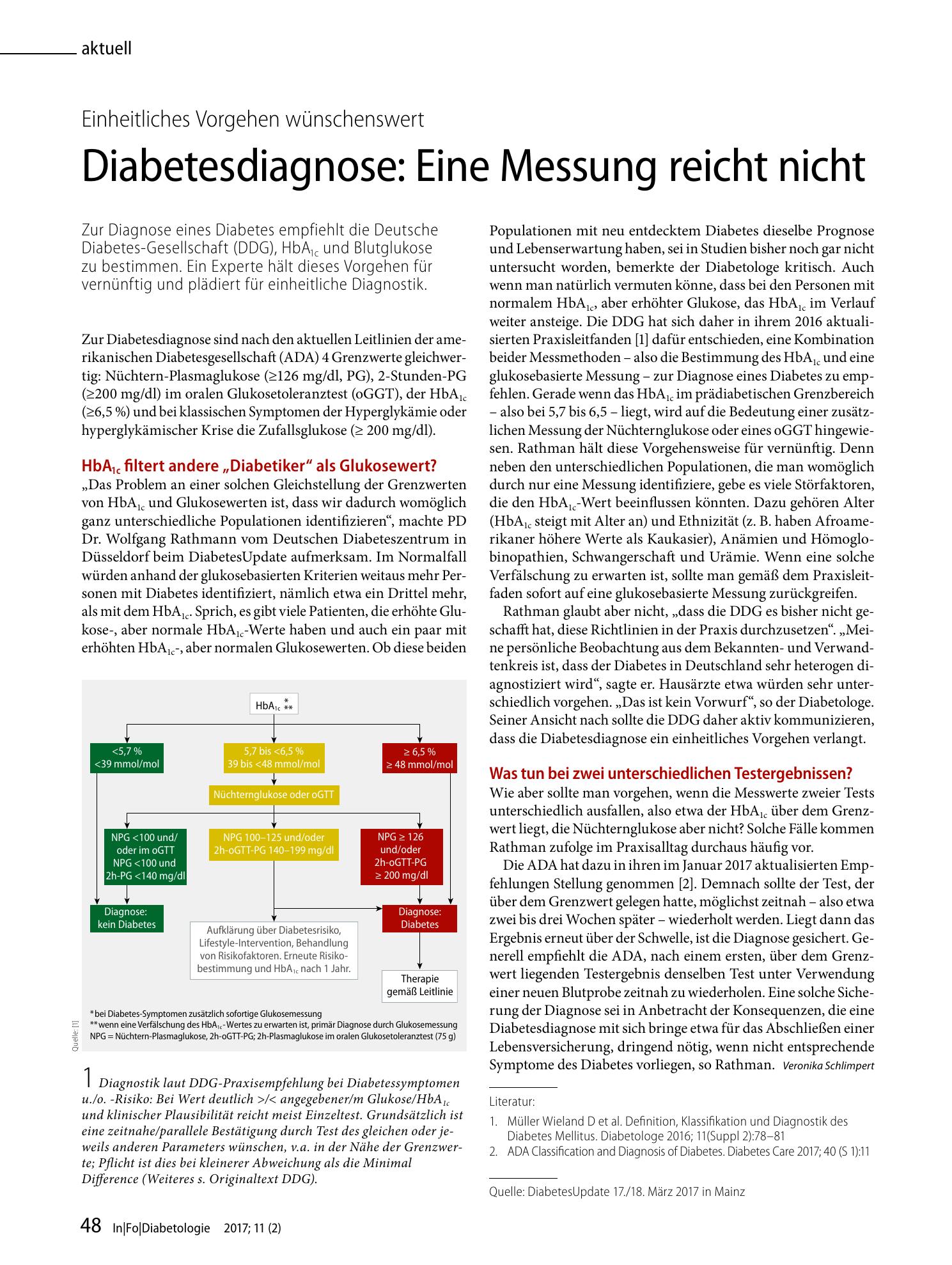 Vorschauseite 1: Diabetesdiagnose: Eine Messung reicht nicht