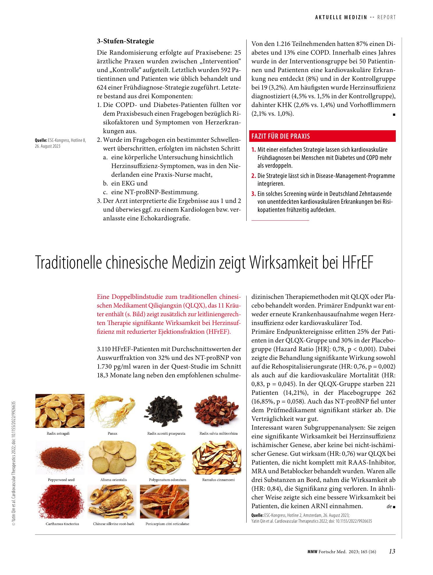 Vorschauseite 1: Traditionelle chinesische Medizin zeigt Wirksamkeit bei HFrEF