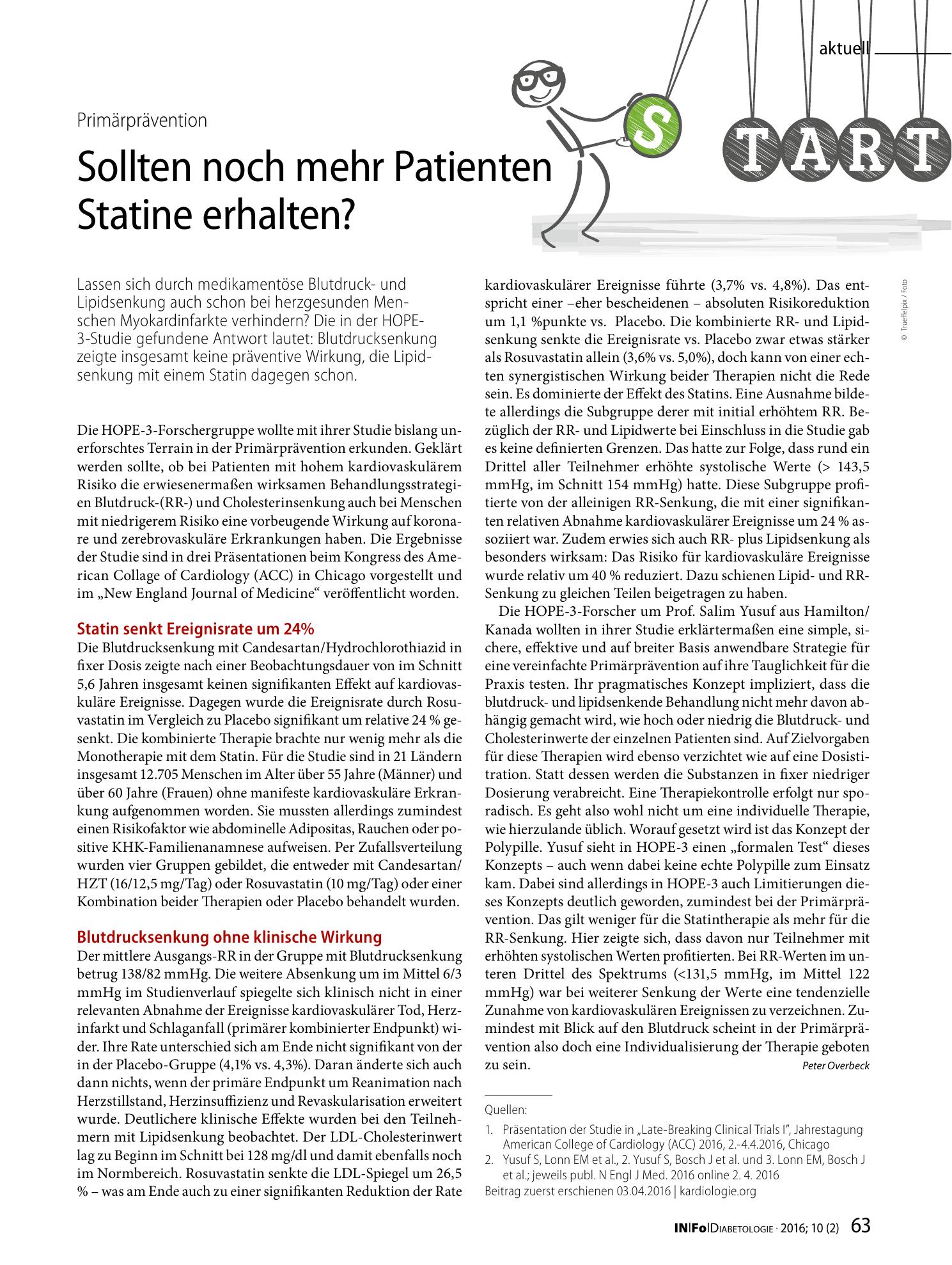 Vorschauseite 1: Sollten noch mehr Patienten Statine erhalten?
