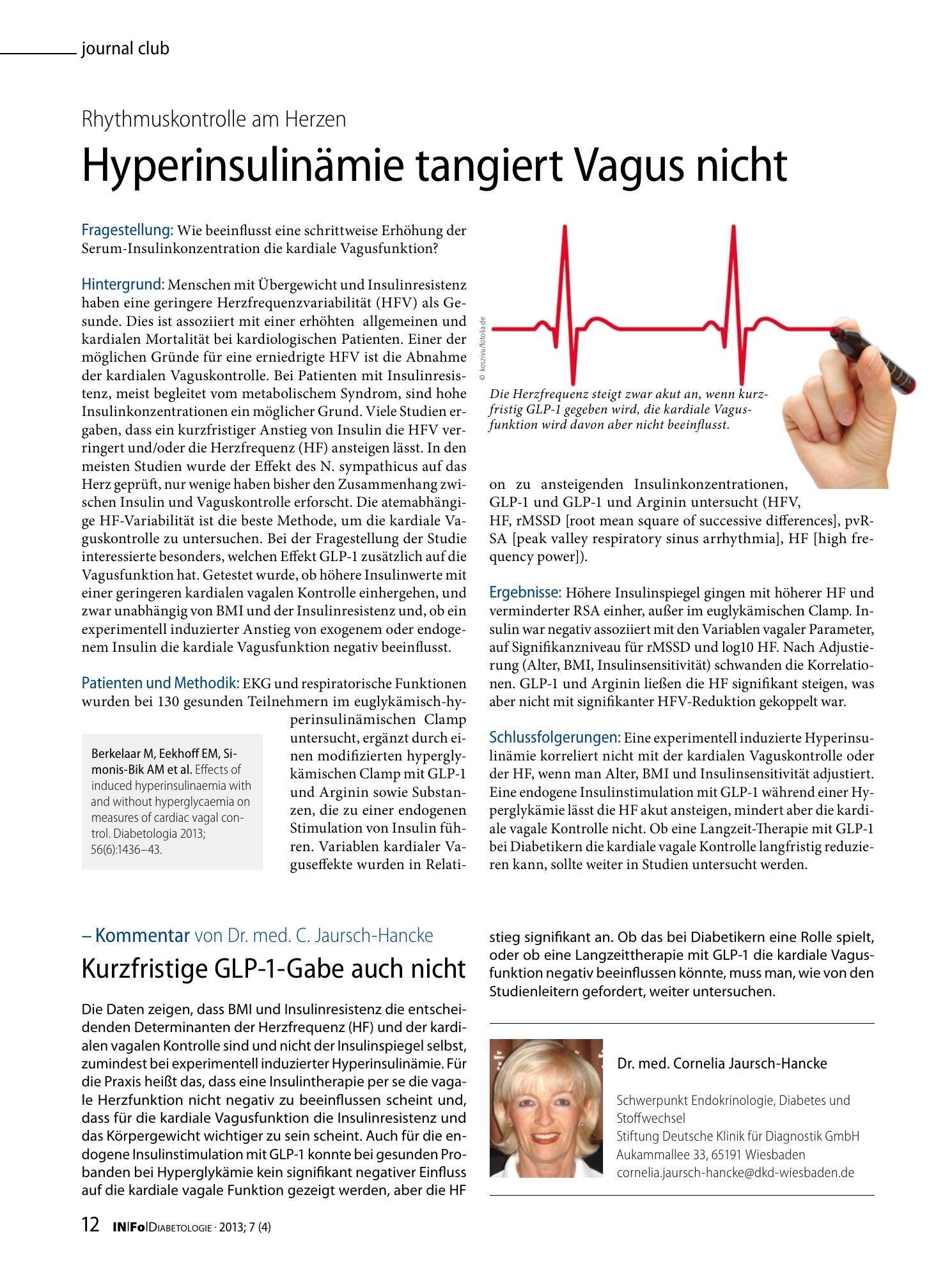 Vorschauseite 1: Hyperinsulinämie tangiert Vagus nicht