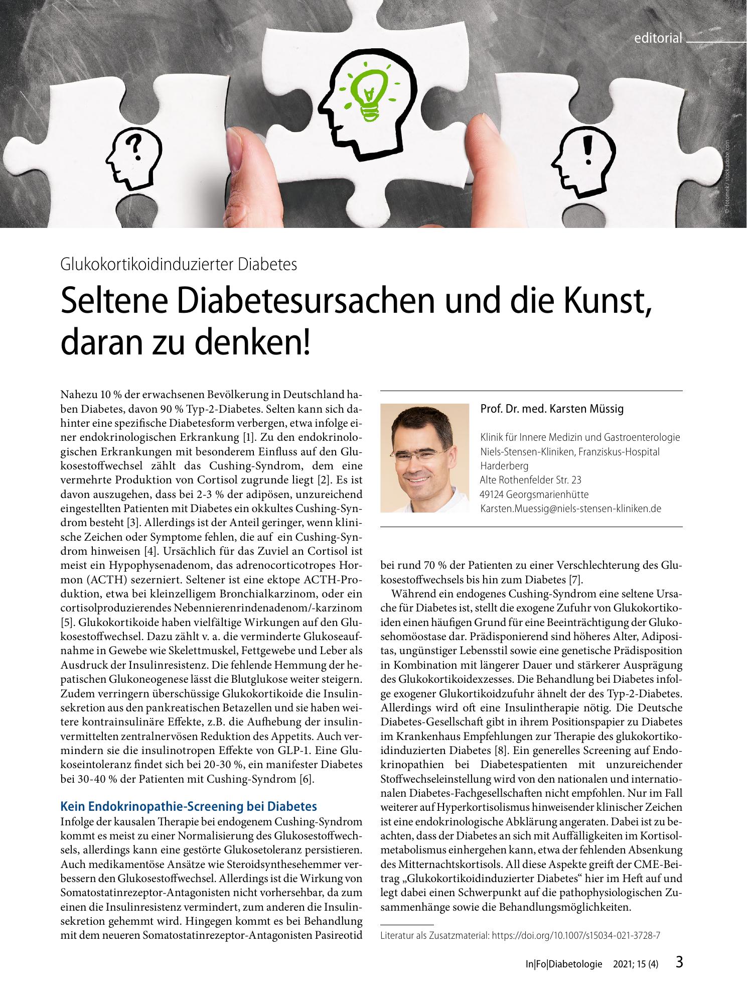 Vorschauseite 1: Seltene Diabetesursachen und die Kunst, daran zu denken!
