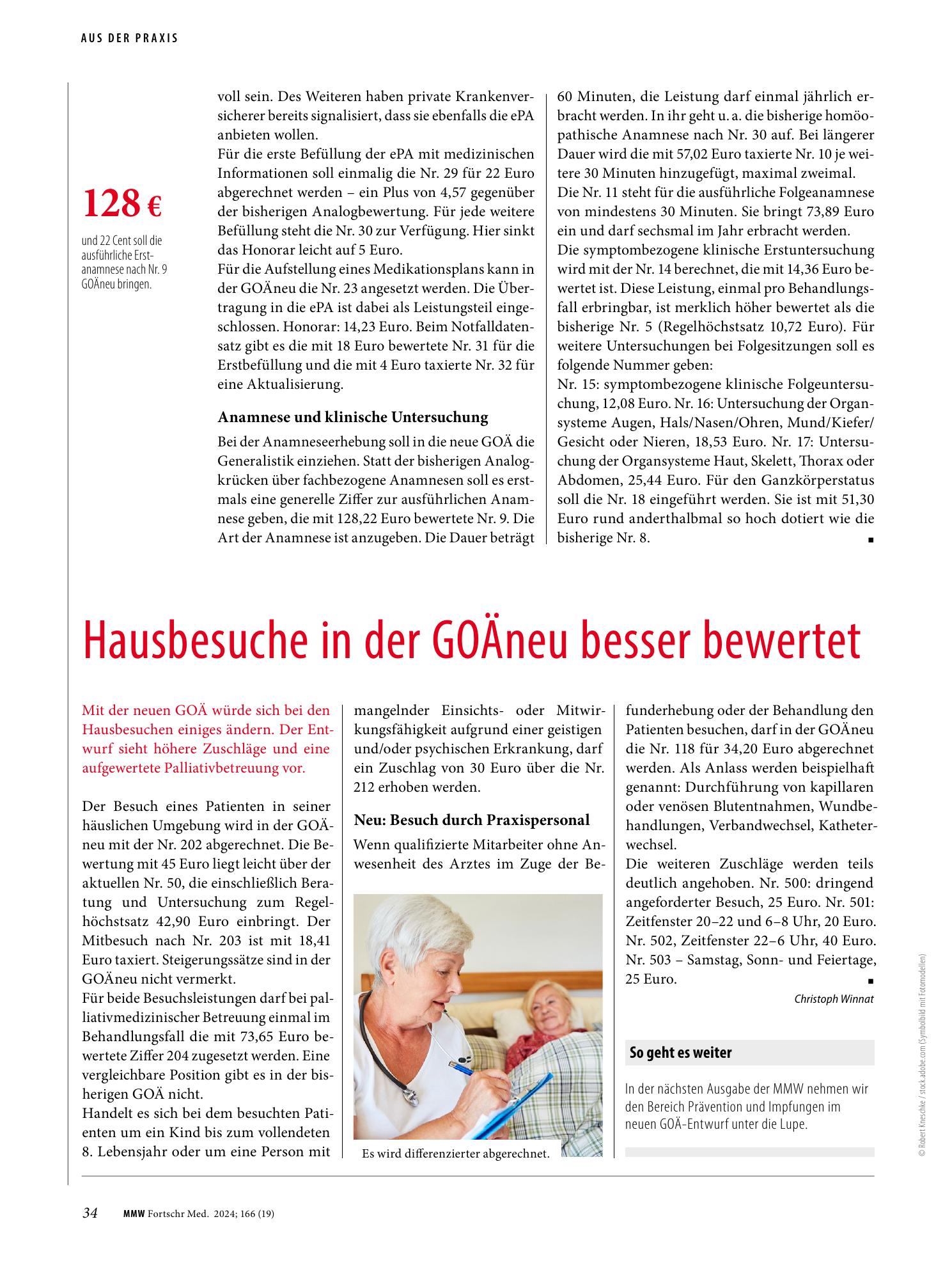Vorschauseite 1: Hausbesuche in der GOÄneu besser bewertet