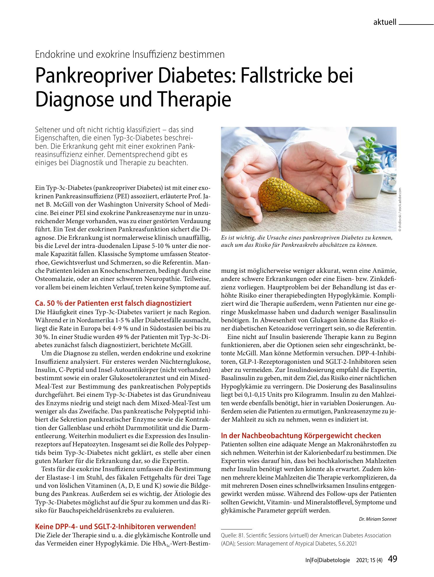 Vorschauseite 1: Pankreopriver Diabetes: Fallstricke bei Diagnose und Therapie