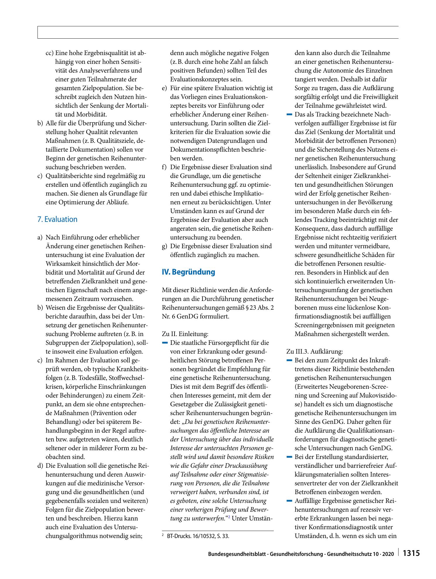 Vorschauseite 5: Richtlinie der Gendiagnostik-Kommission (GEKO) für die Anforderungen an die Durchführung genetischer Reihenuntersuchungen gemäß § 23 Abs. 2 Nr. 6 GenDG