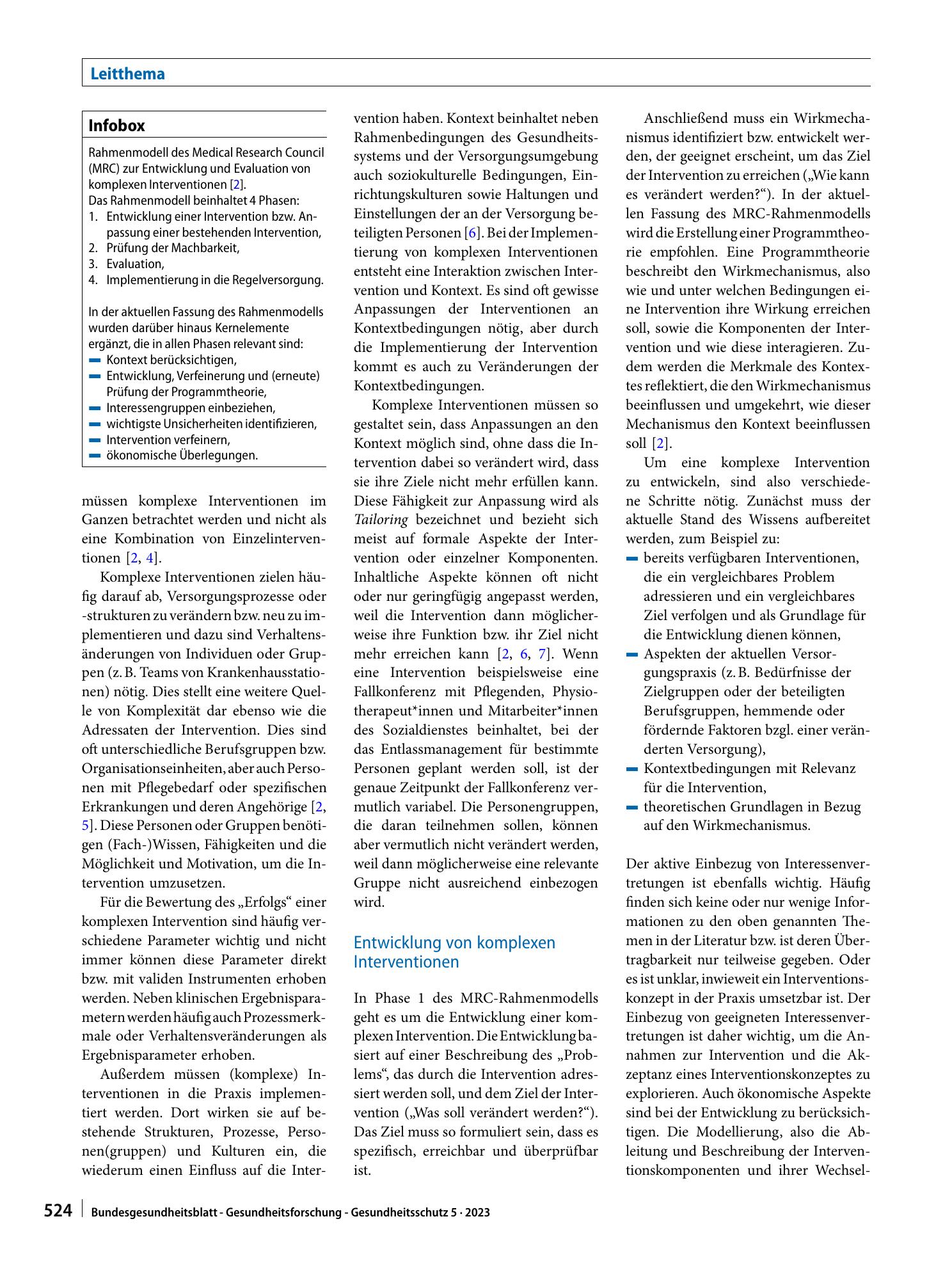 Vorschauseite 2: Entwicklung und Evaluation komplexer Interventionen in der Pflege