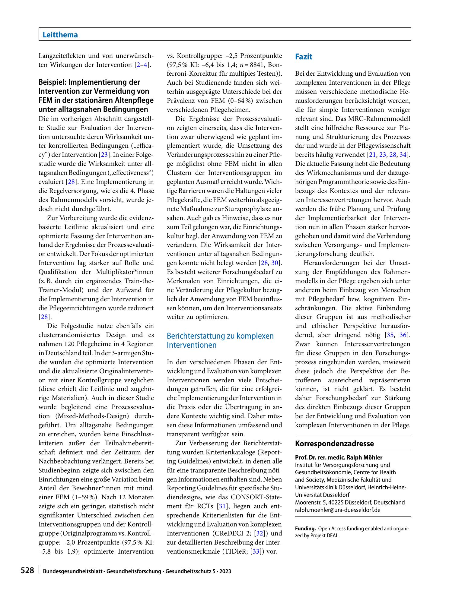Vorschauseite 6: Entwicklung und Evaluation komplexer Interventionen in der Pflege