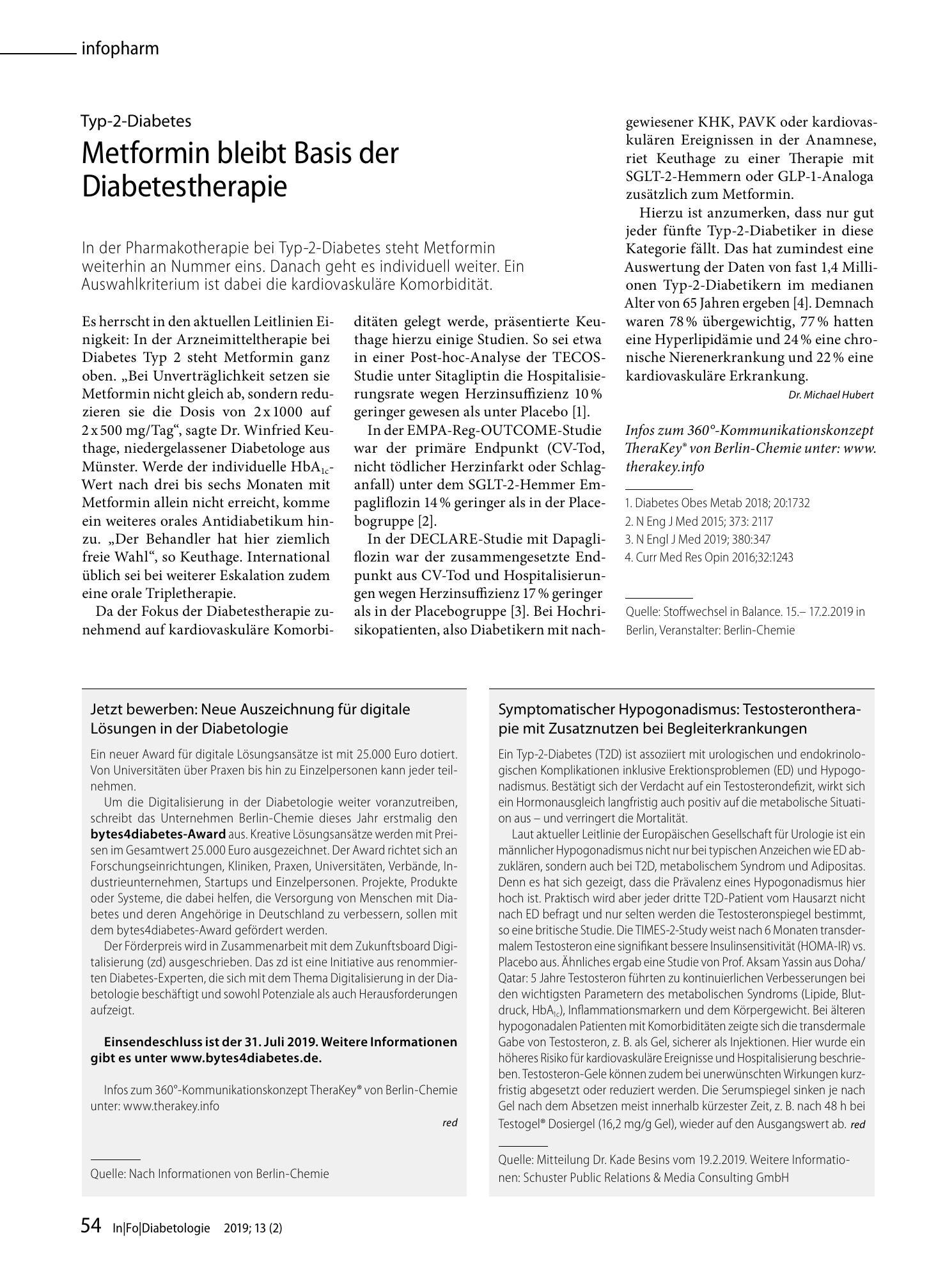 Vorschauseite 1: Metformin bleibt Basis der Diabetestherapie