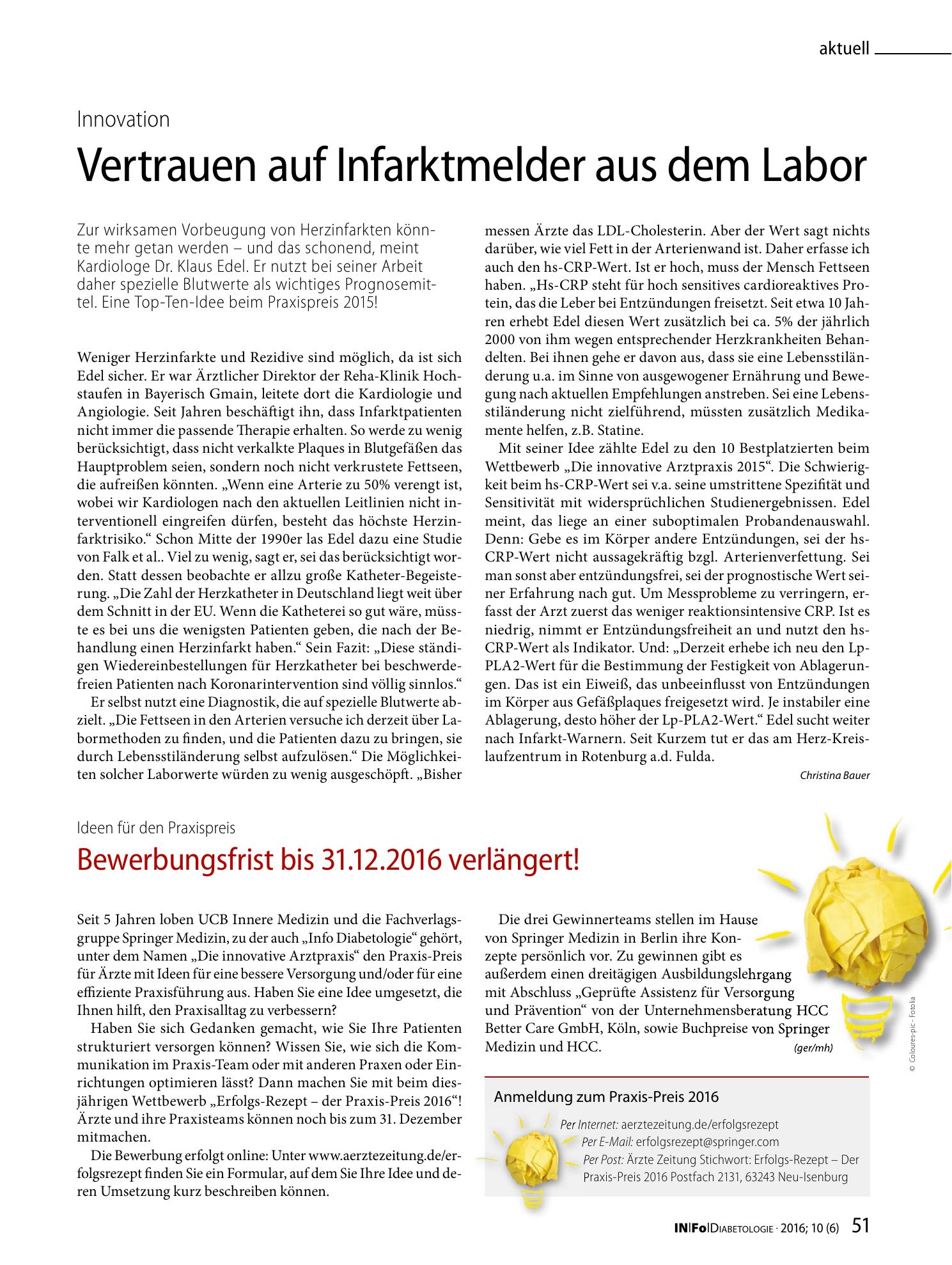 Vorschauseite 1: Bewerbungsfrist bis 31.12.2016 verlängert!